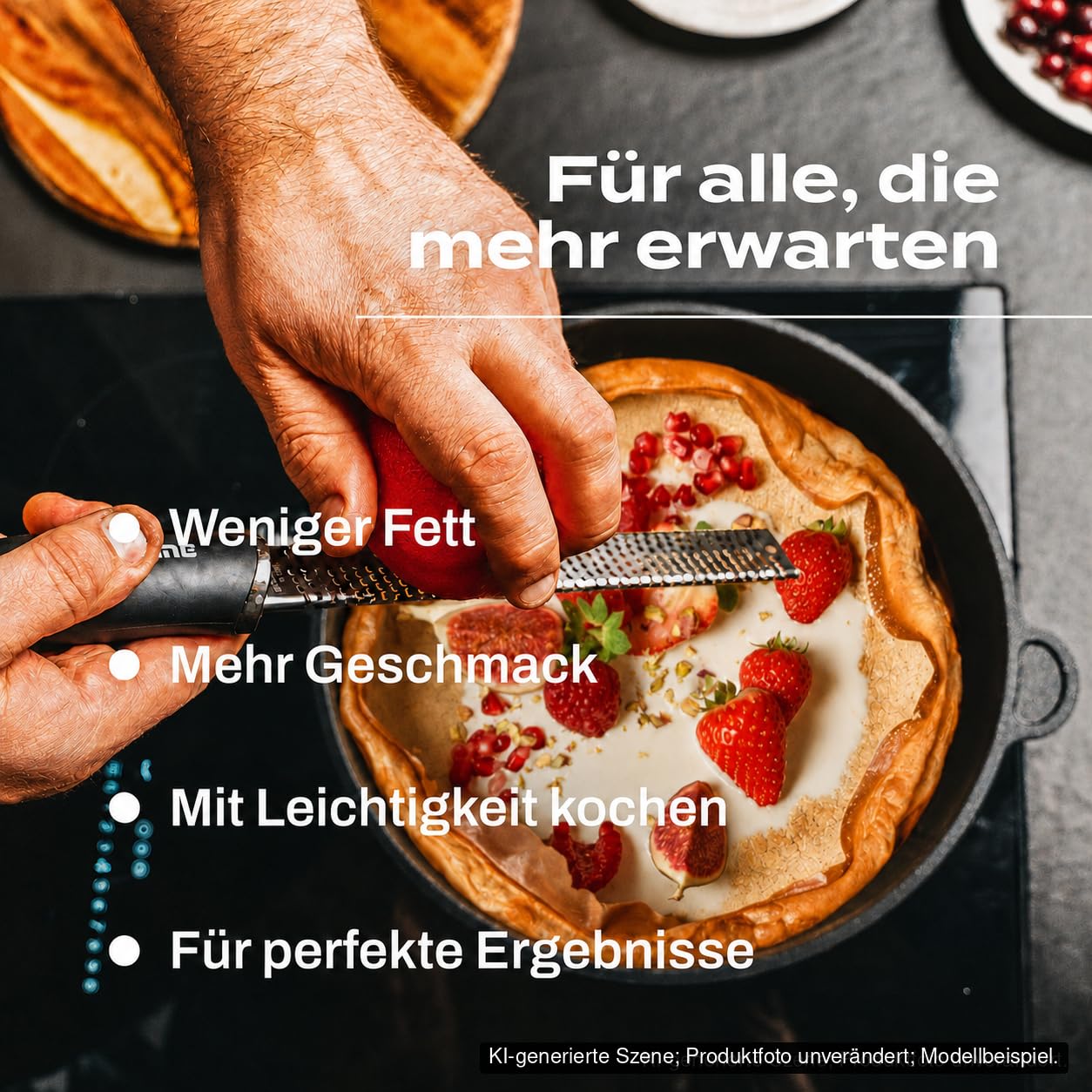 AMT Gastroguss Bratpfanne 28 cm Ø Schwenkpfanne 4 cm hoch, fester Stiel, nicht induktionsgeeignet, Lotan® Antihaft-Veredelung, Gusspfanne (Aluguss), AMZN-428