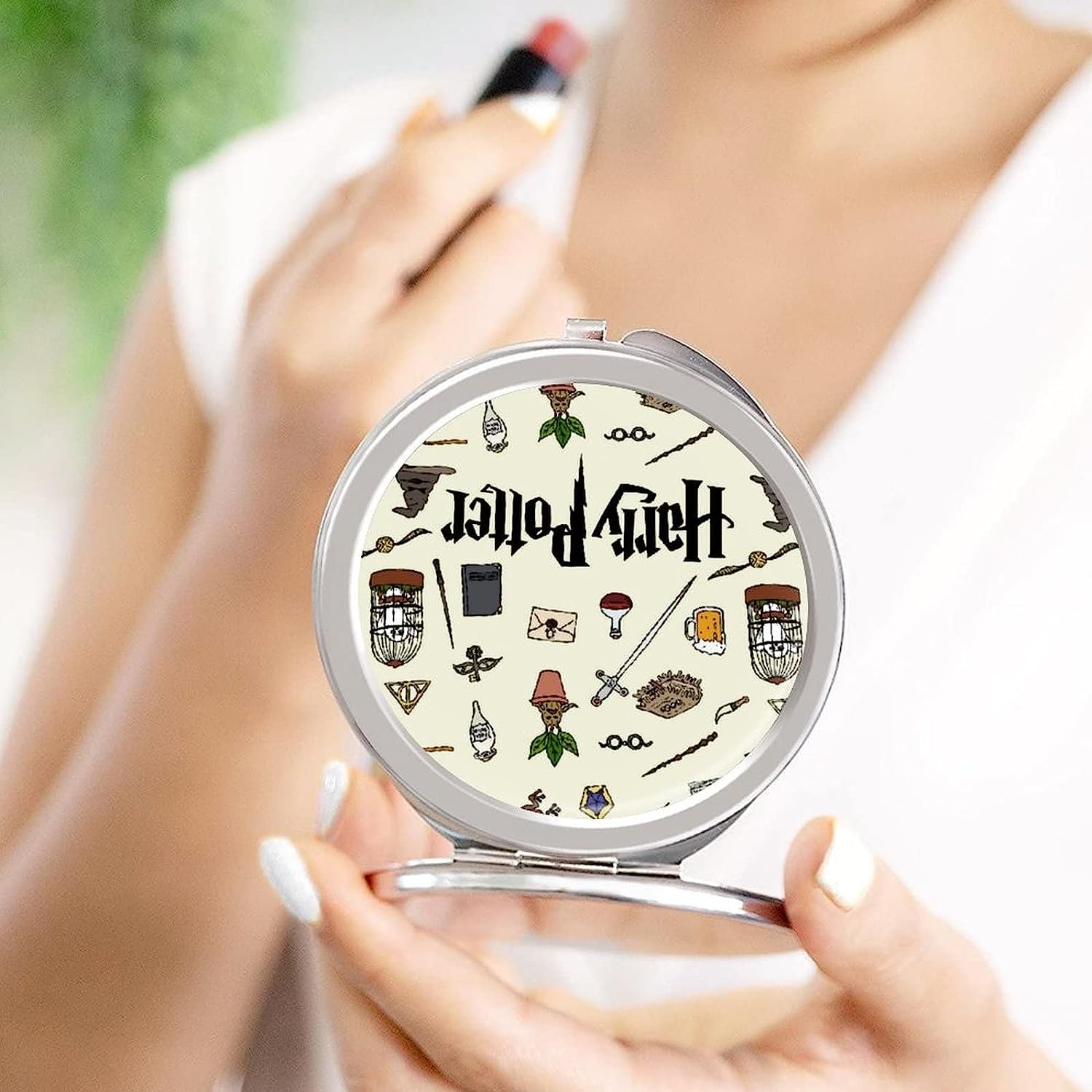 Amazon.co.jp: ハリーポッター 化粧鏡 ミラー 化粧ミラー 2倍拡大鏡付