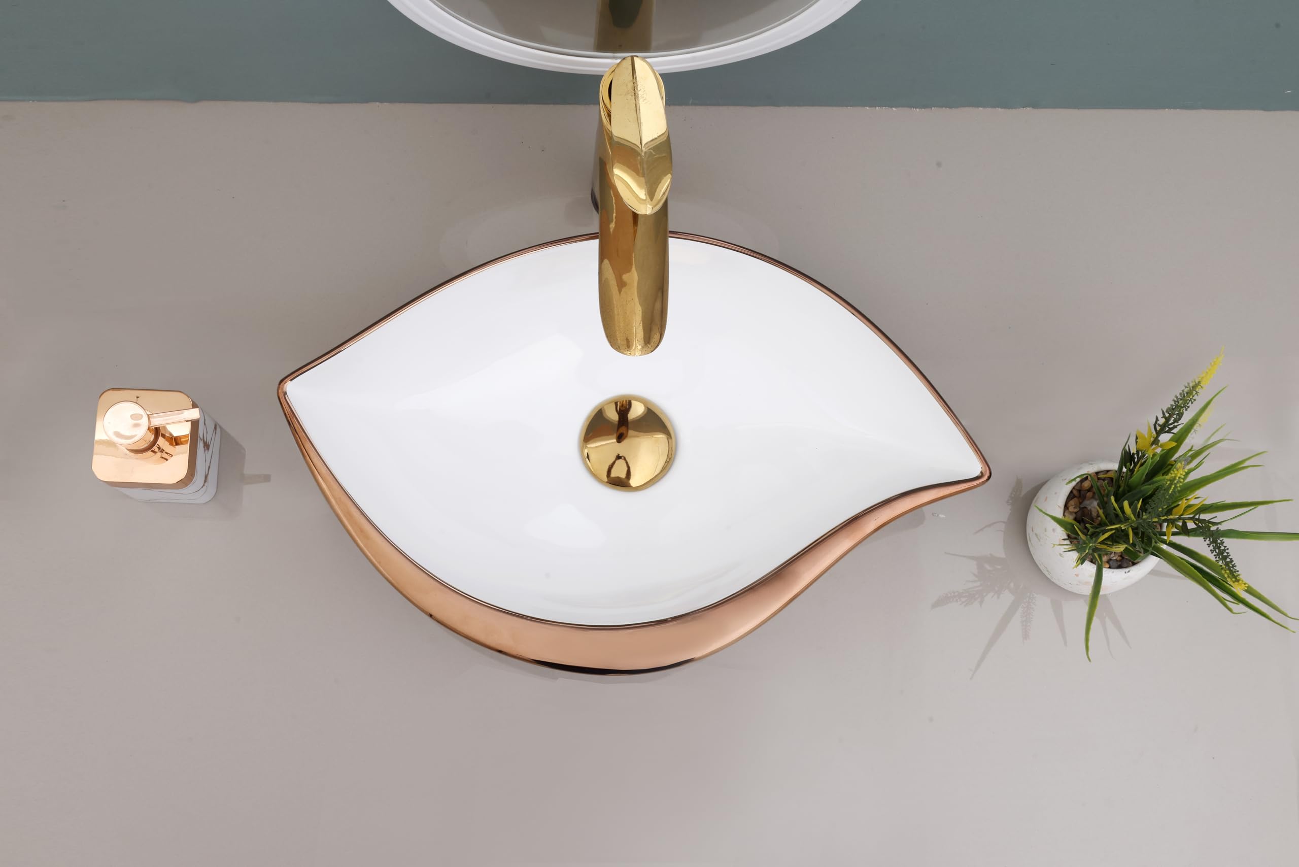 HISRE Wash Basin For Bathroom | Over Counter Top Wash Basin For Living Room | Washbasin Countertop Slim rim Vessel Sink (Style - A), photo 4 of 4