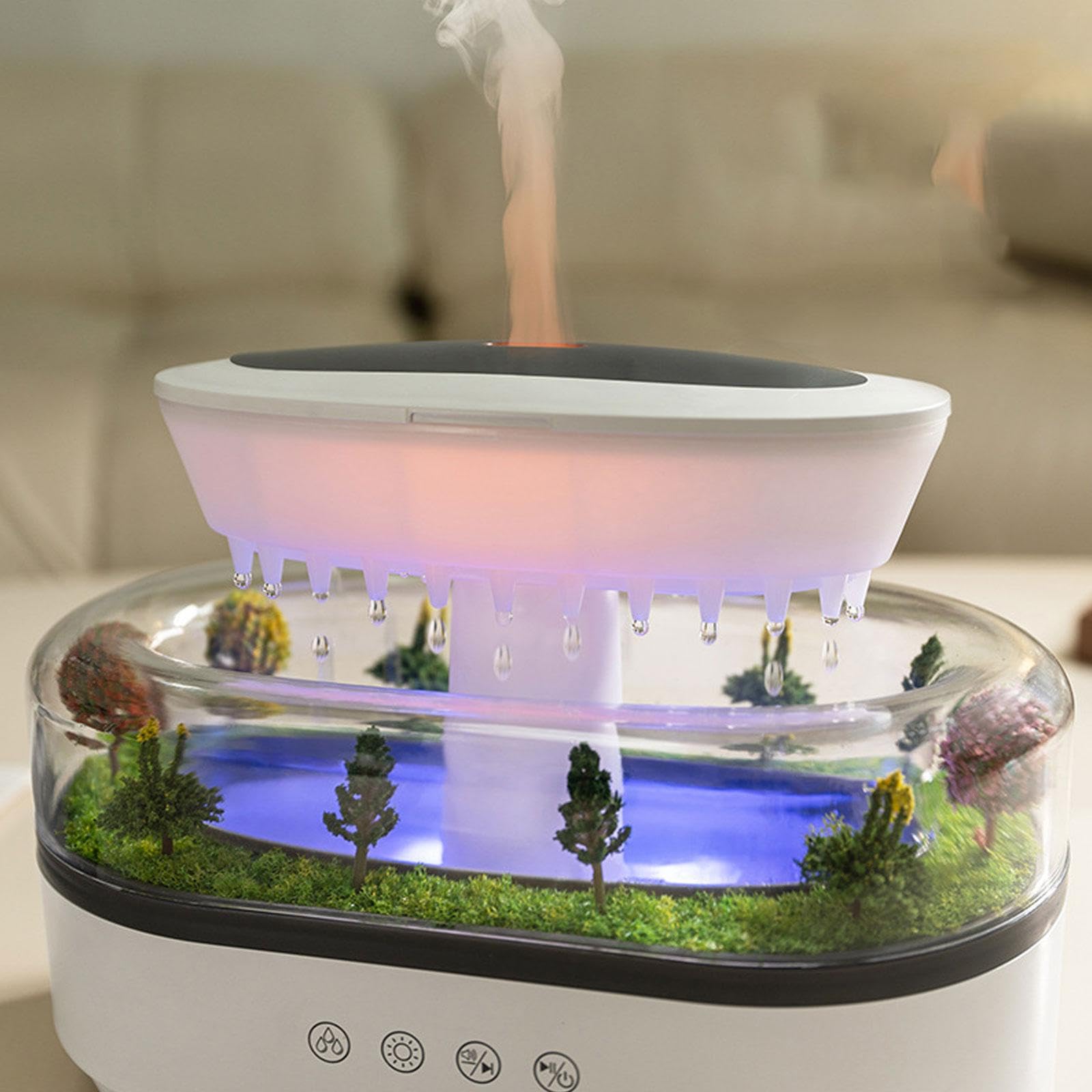 perfk Diffuseur d'huiles essentielles, veilleuse, d'air en Forme de Goutte de Pluie, diffuseur d'arôme Multifonctionnel pour Chevet, Bureau,