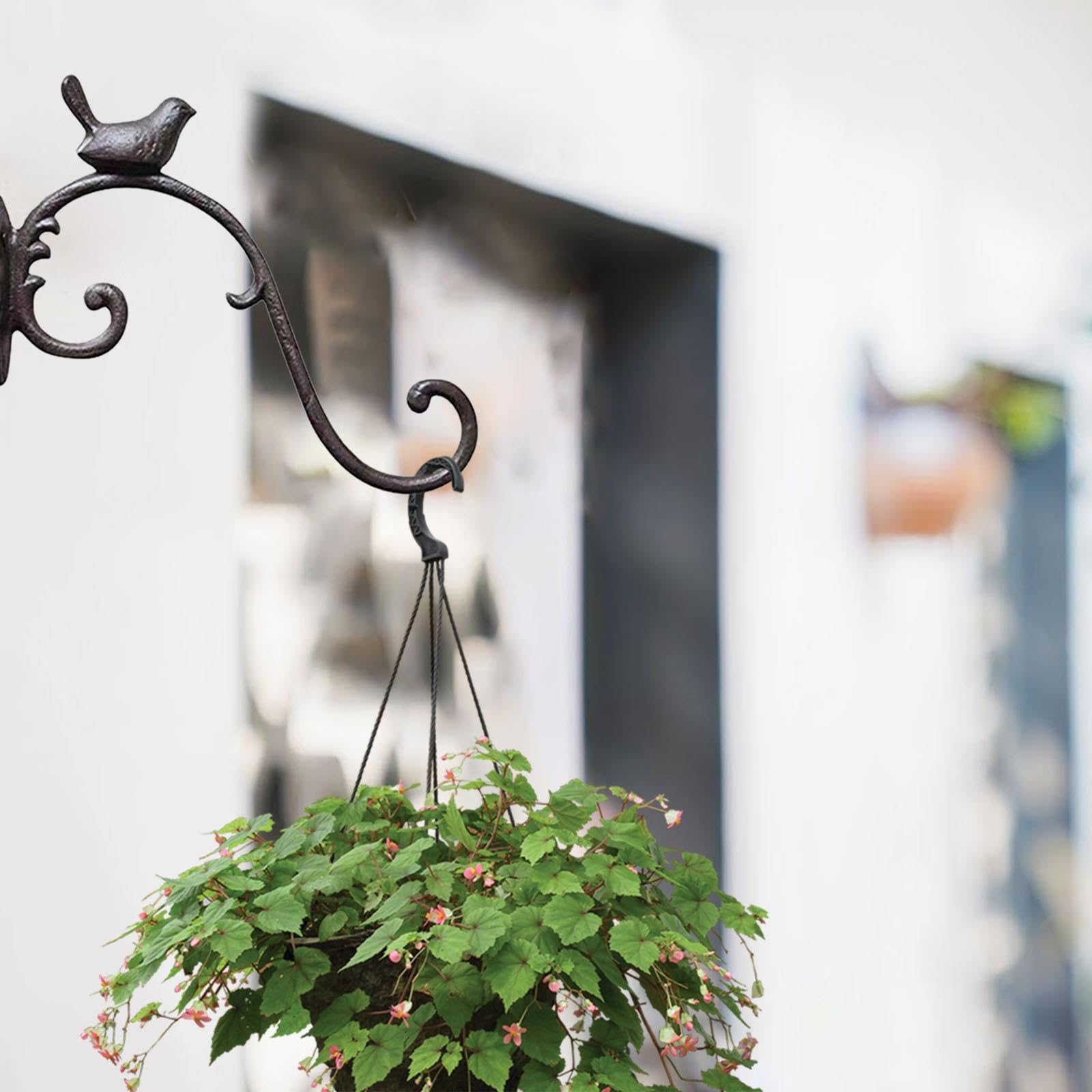 perfk Support de Crochet de Plante Suspendu en Métal, Support de Pot de Fleur, Décoration de Patio Décorative, Accessoire de 9.8 Pouces de Long, Noir