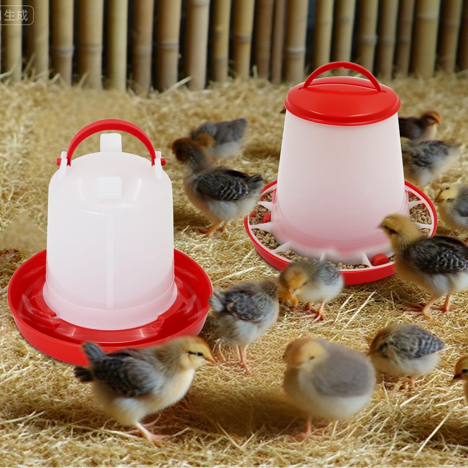 1Kg Chicken Feeder and 1.5 Liter Poultry Drinker, Farm Coop Hen Feeding Waterer for Chicks Quail Goose Ducks