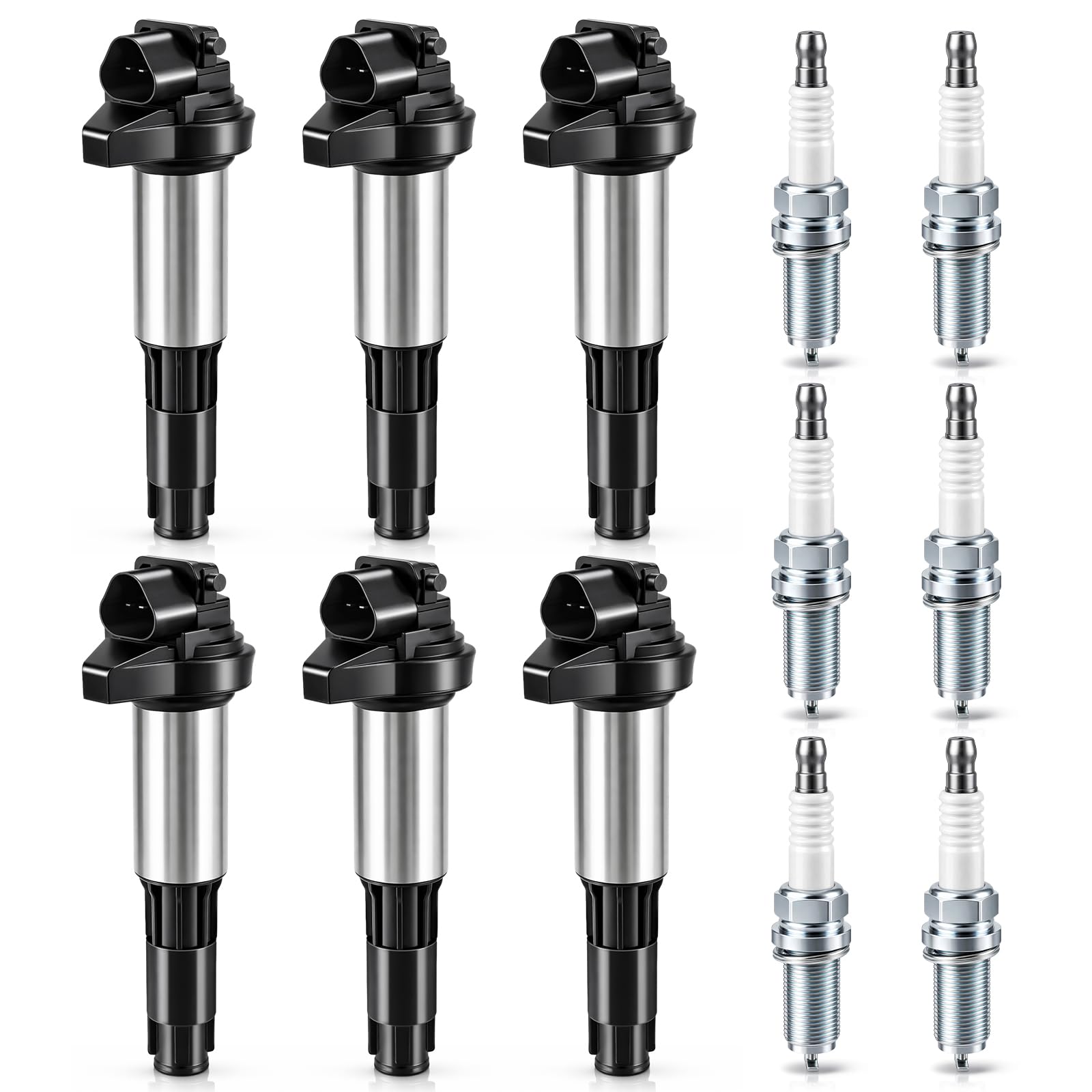 AUTOKAY Ignition Coil Spark Plug UF515 for BMW 323 325 328 330 335 525 530i X5 Z4, 6 PCS