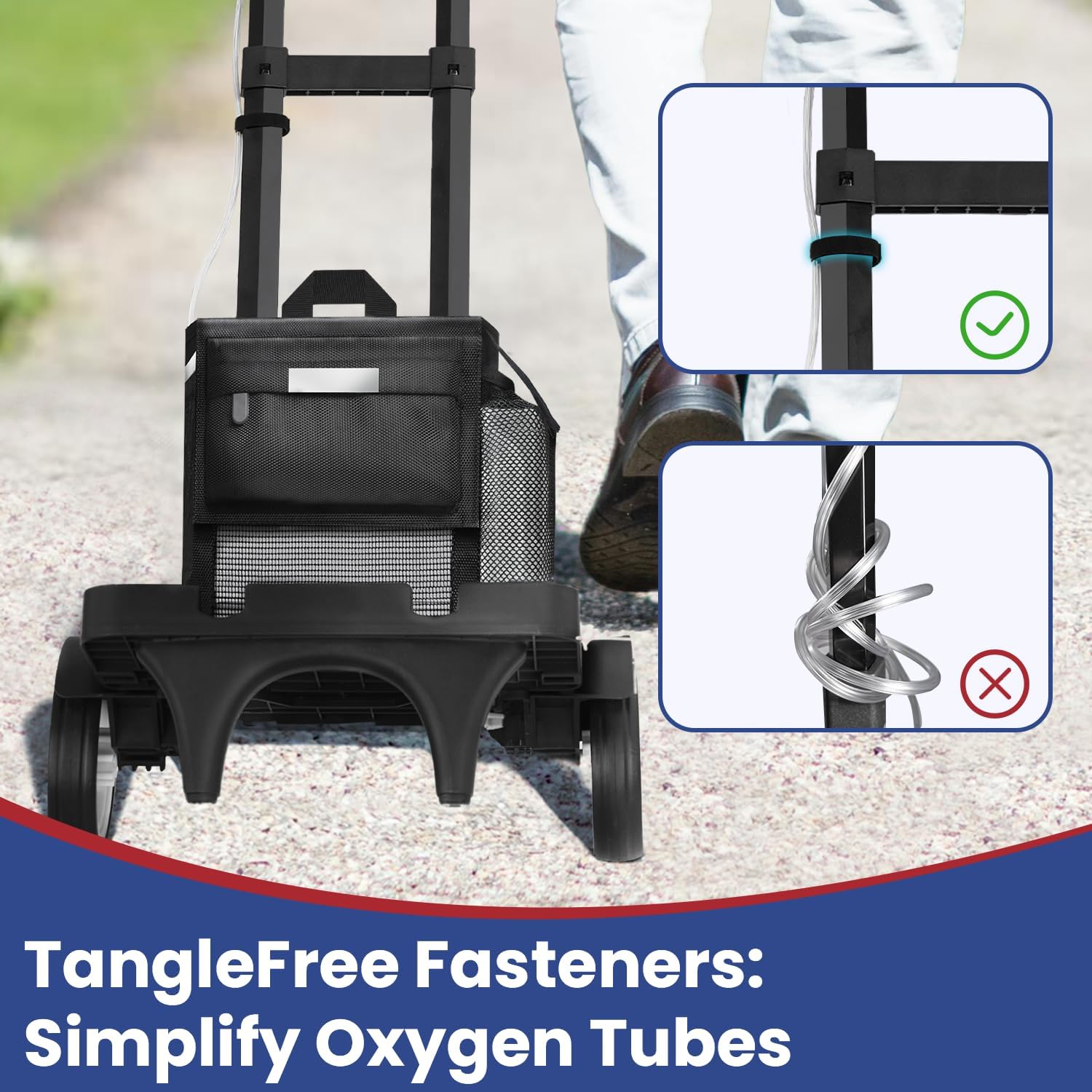 Ultralight 360 Ventilated Backpack with Tailored Collapsible Carrying Cart, Backpack with 3-Way Reflective and Trolley Sleeve, Only Compatible with Inogen One G4 and Rove 4