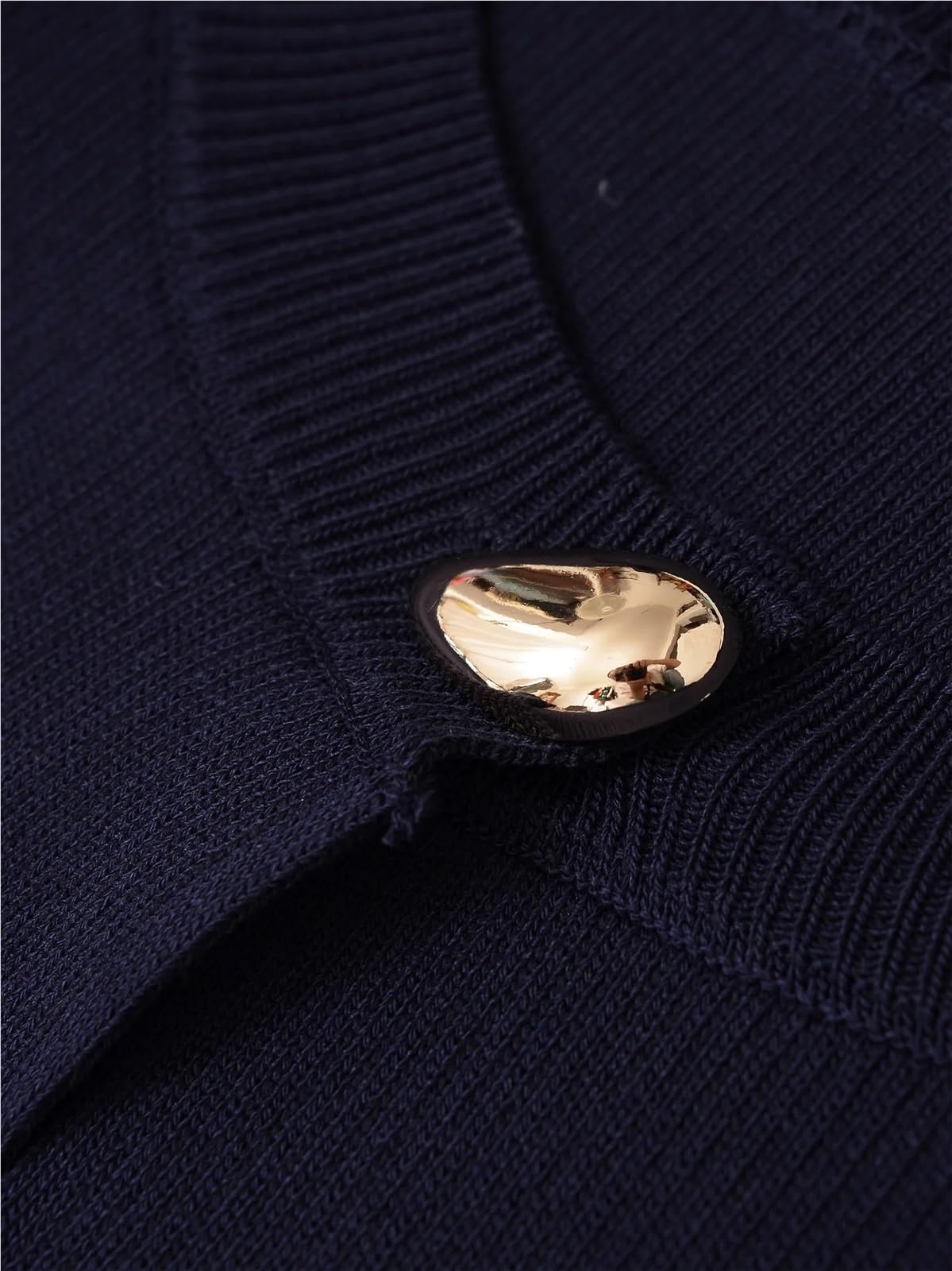 Cárdigan de Punto de Manga Larga con Cuello Redondo y un Solo botón for Uso Diario de principios de otoño, Chaqueta, suéter versátil(L)