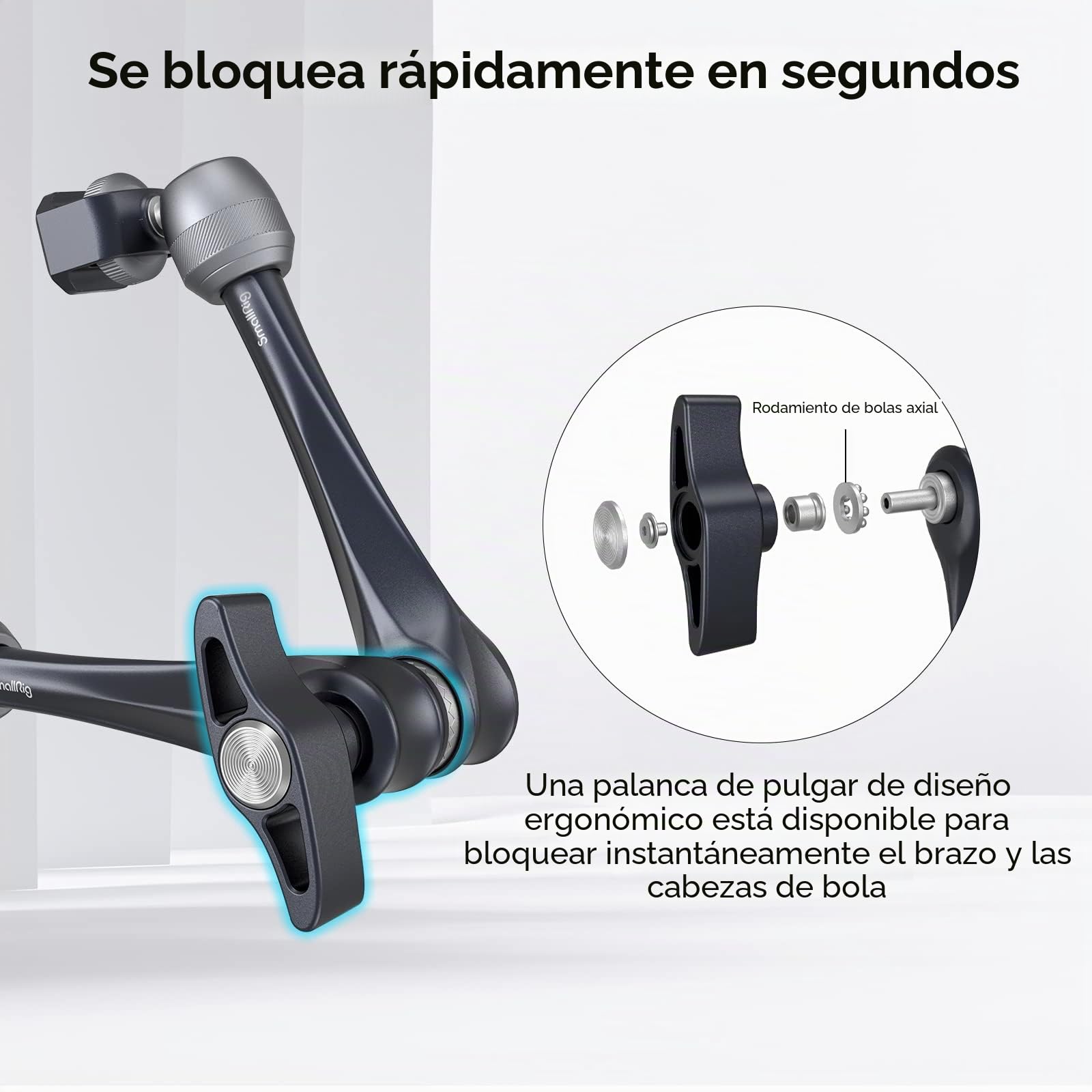 SMALLRIG Brazo Mágico de Roseta de 11 Pulgadas con Cabeza Esférica, Tornillos de 1/4"-20 y Clavijas Antitorsión, Solo 330g Carga 3kg, para iPads/Monitores/Luces LED/Teléfonos - 3959
