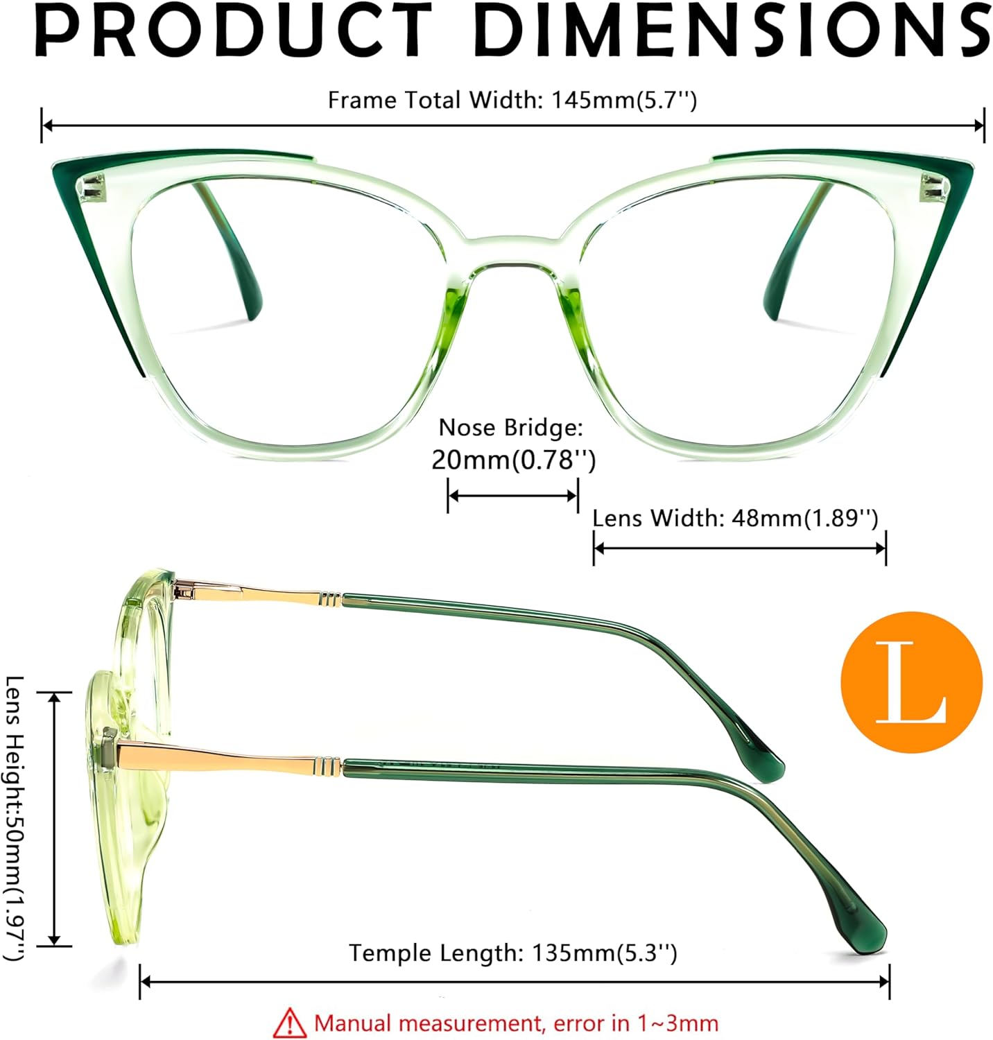 FEISEDY Oversized Cat Eye Glasses Frame Non Prescription Eyeglasses with Clear Lens Eyewear for Women Men B0066 Light Green image 6 of 7 B0CPDBNBVW