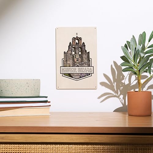 Miniatura 2 de Lantern Press Letrero de madera de 6 x 9 pulgadas, listo para colgar, decoración de pared, Parque Histórico Nacional San Antonio Missions, Texas,