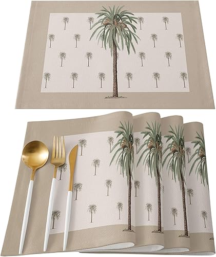 Miniatura 8 de Seven Roses Juego de 6 manteles individuales de Navidad, con diseño de árbol de Navidad sobre tablero de madera, manteles individuales para