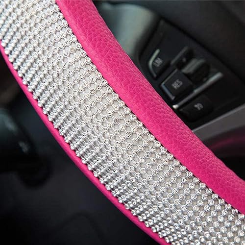 Miniatura 3 de Funda de volante para mujer, accesorios de diamantes de imitación para automóviles, fácil de instalar, fundas brillantes de 15 pulgadas, se adapta a