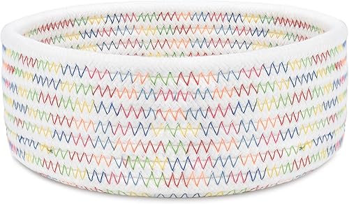 Miniatura 8 de ABenkle Cesta Tejida Pequeña, Cestas de Almacenamiento Pequeñas Vacías y Poco Profundas, Mini Cestas de Cuerda de Algodón, Cesta Decorativa Redonda