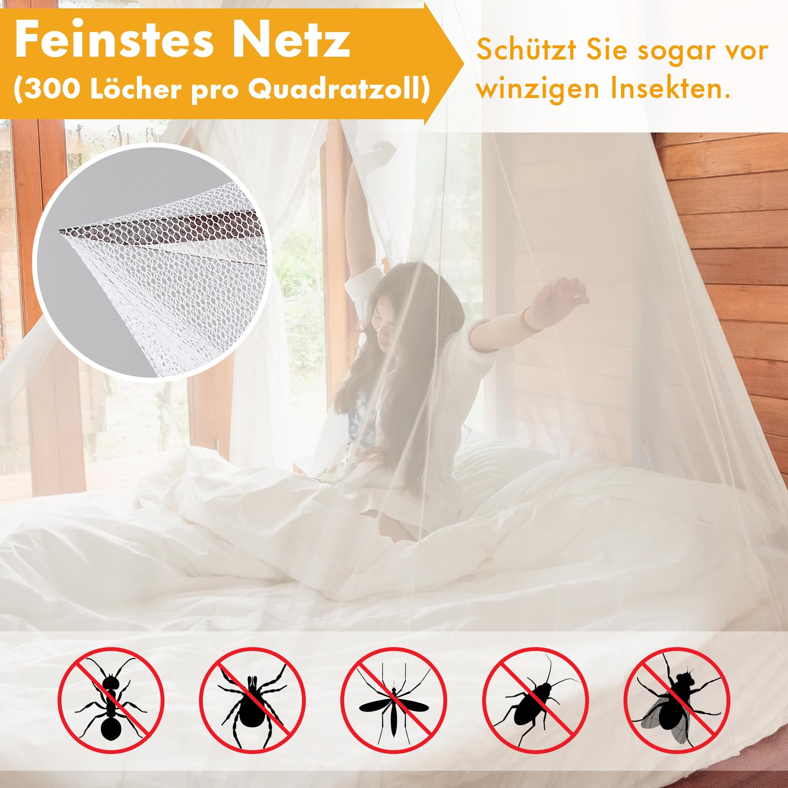 Twinkle Star Moskitonetz Reise mit Reisetasche und Aufhänge-Seil, Öffnungsdesign Mückennetz, 2,2m hoch, 12m Umfang, Doppelbett Einzelbett Outdoor Moskitonetz für Reisen, Camping, Picknicks