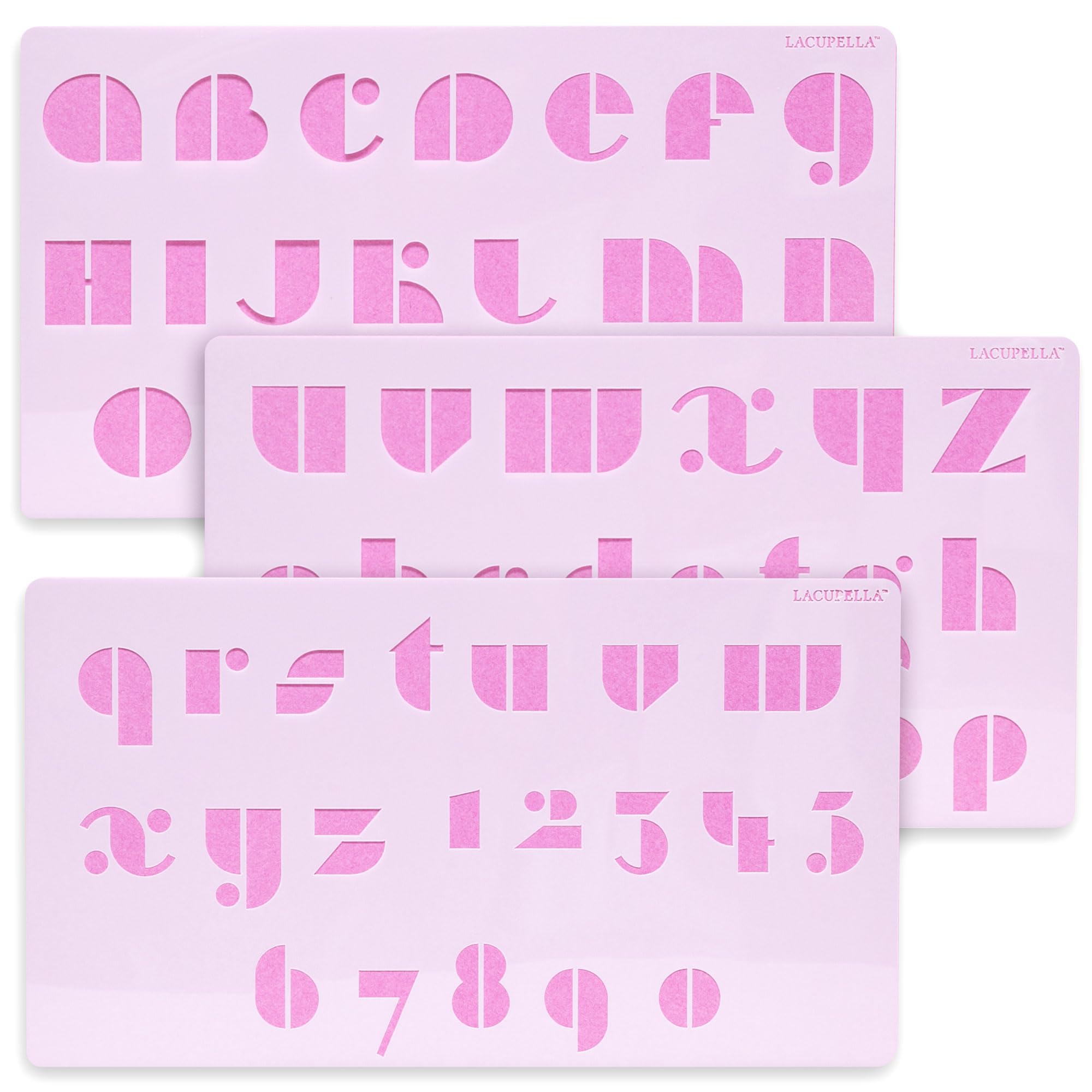 Lacupella Modern Font Alphabet Stencil Set Upper Lower Case for Cake Cookie Arts Crafts Painting Wood