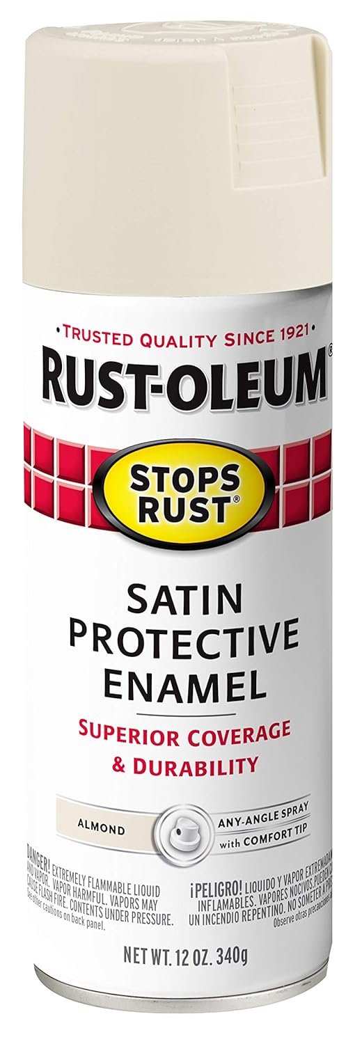 Rust Oleum 7758830 Stops Rust Protective Satin Enamel Spray Paint For Metal Alloy And Wood Satin Almond 340 Grams Amazon In Home Improvement