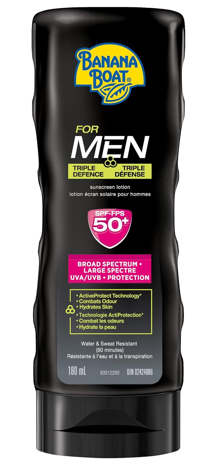 Banana Boat Men's Triple Defence Sunscreen Lotion, SPF 50+, 180mL Amazon.in Beauty