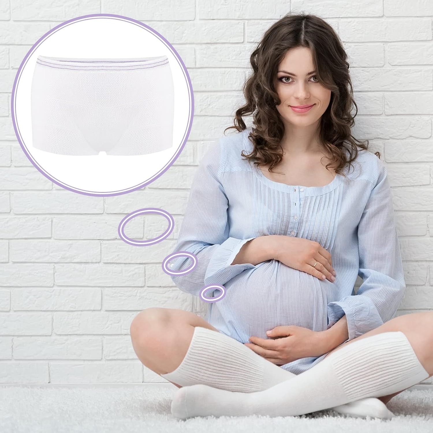 Hillban 14 Counts Mesh Underwear Postpartum High Waist C Section Disposable Maternity Hospital Panties for Women (Large)
