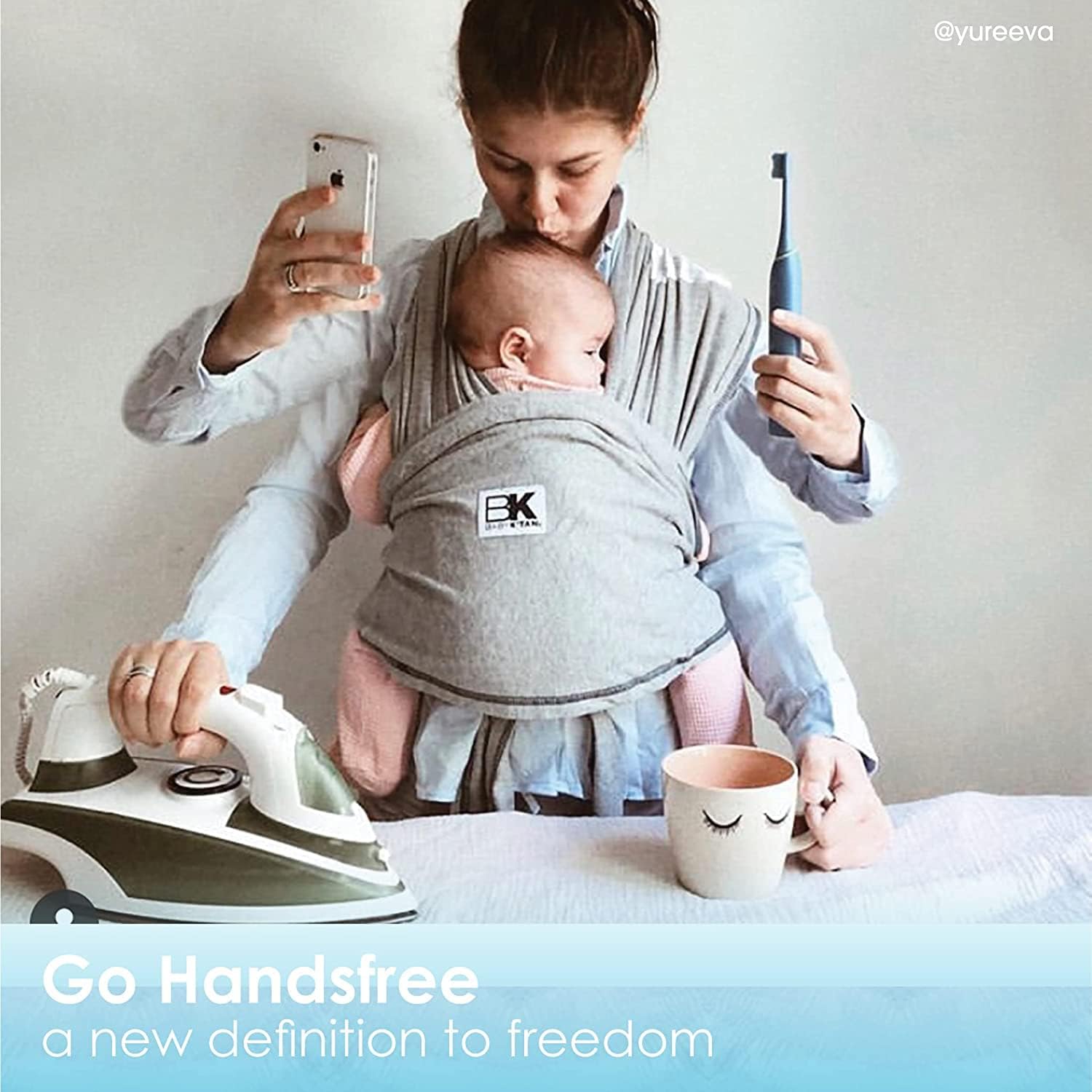 Original Baby K'tan Baby Carrier: #1 Easy Pre-Wrapped, Soft, Slip-On, No Rings, No Buckles | 5 in 1 Baby Sling for Hands-Free Comfort | Heather Grey | X-Large