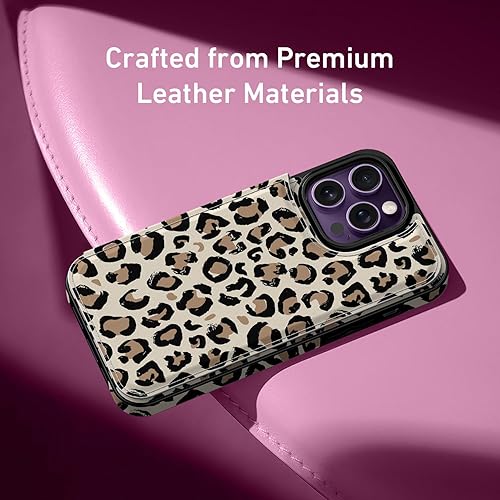 Miniatura 4 de LETO Funda para iPhone 15 con tapa tipo cartera de cuero tipo folio, diseños de flores de moda, ranuras para tarjetas, función atril, funda