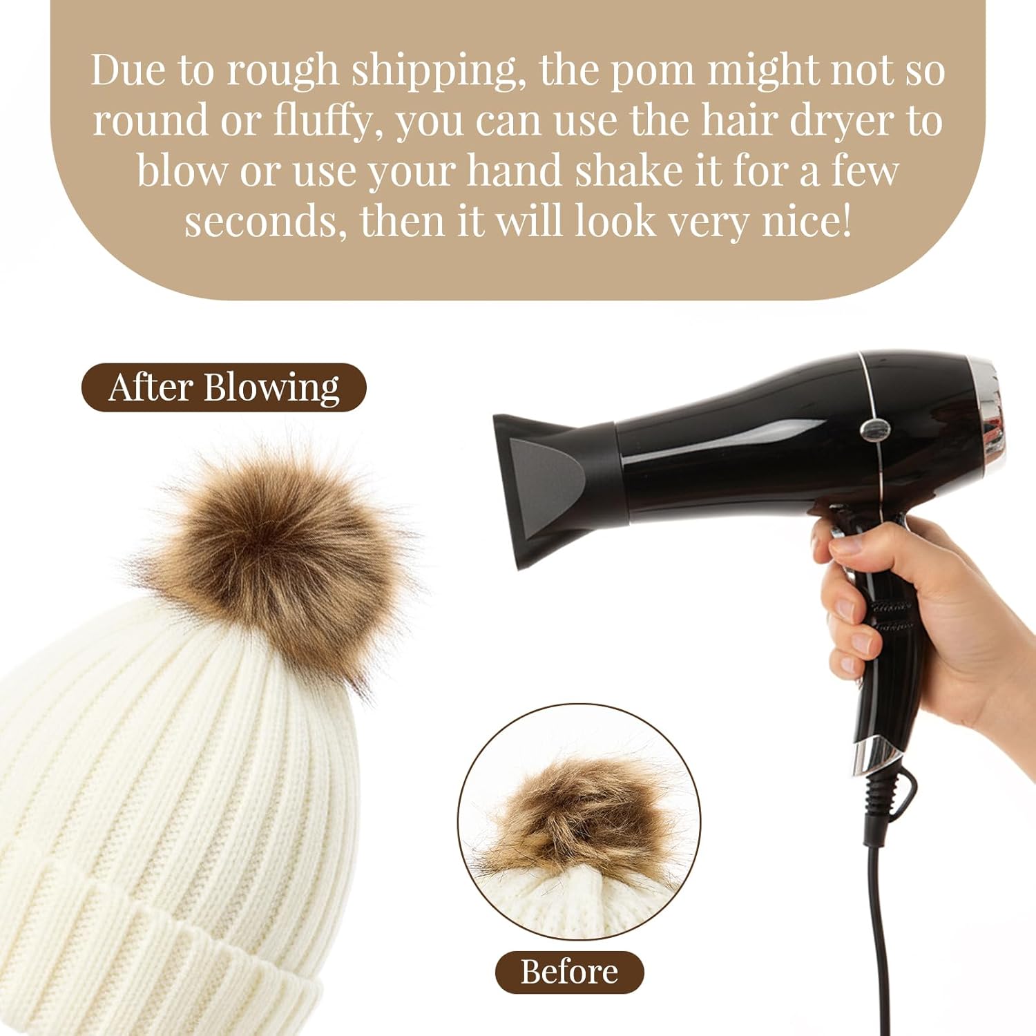 2 Pcs Parent-Child Knitted Beanie Hat Mother Baby Winter Hat with Pom Family Matching Warmer Knit Beanie Ski Cap - Image 3