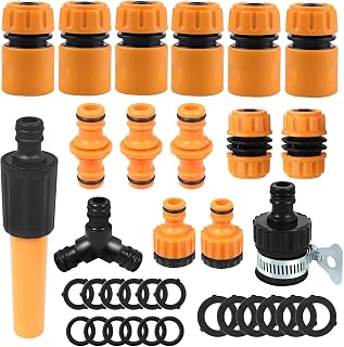 16 Stück Schlauch Kupplung Satz, Schlauchkupplung 1/2 zoll, Wasserhahn Anschluss, Y Verteiler 1/2 Zoll, Reparatur-Anschluss, Wasserstop-Verbinder, Gerade Sprühpistole, Doppelstopfen