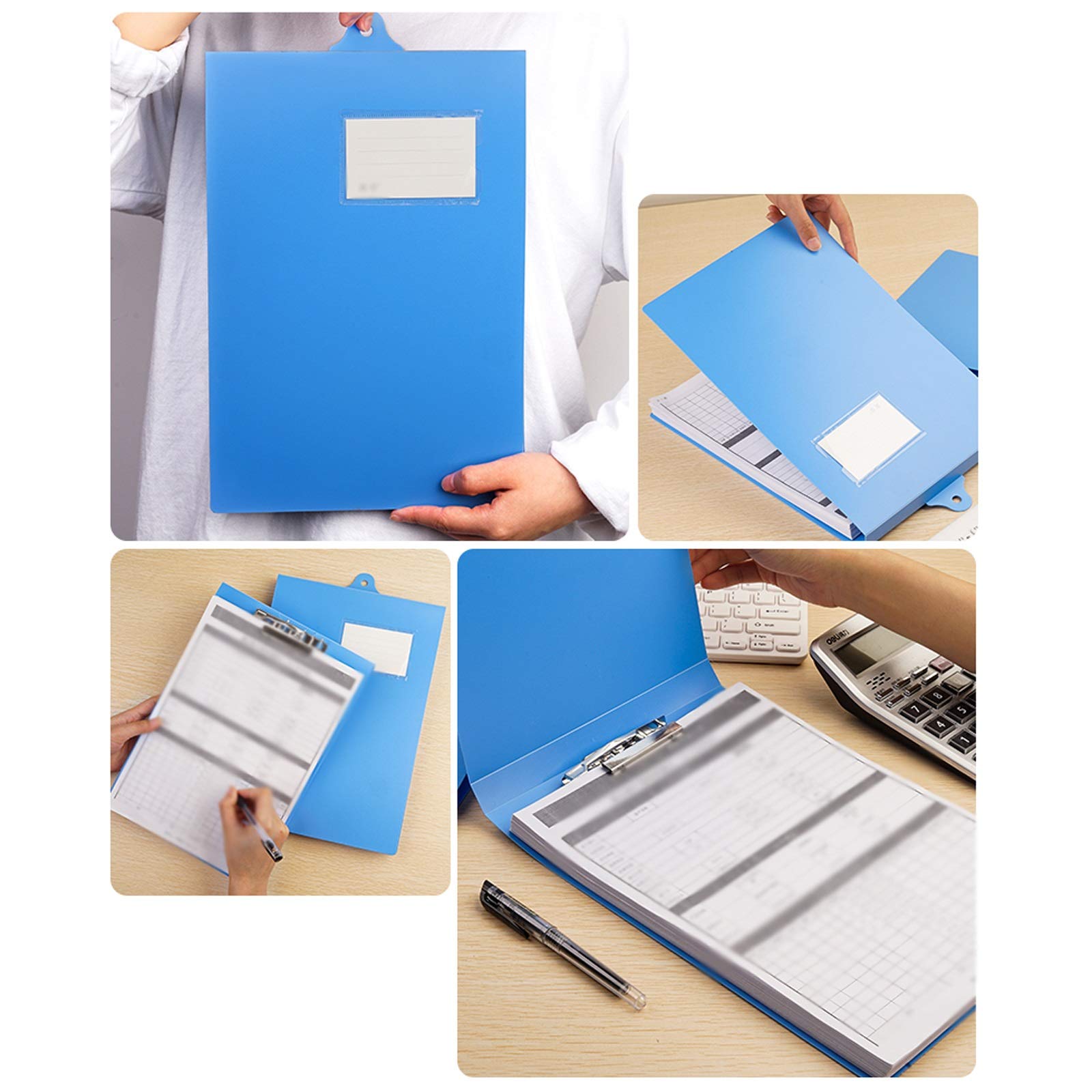 Cartella Portadocumenti 20 Pack Appeso A4 Cartella A4 in plastica Verticale rilegatore di accumulo di Grande capacità clipboard Blu for Ufficio, Scuola e Affari Buste Portadocumenti