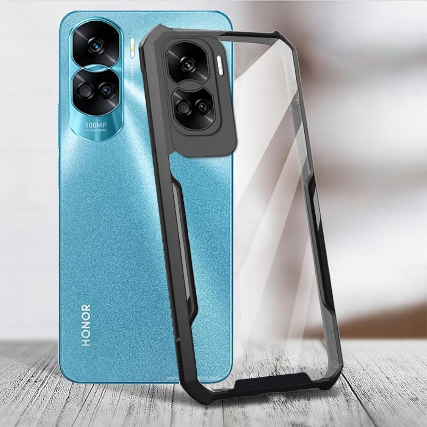 Honor 90 Lite 5G Clear Hard PC Back Cover Case with Shockproof Premium TPU Black Border 360 Degree Impact Resistant Camera lens Protection Transparent Cover For Honor 90 Lite 5G
