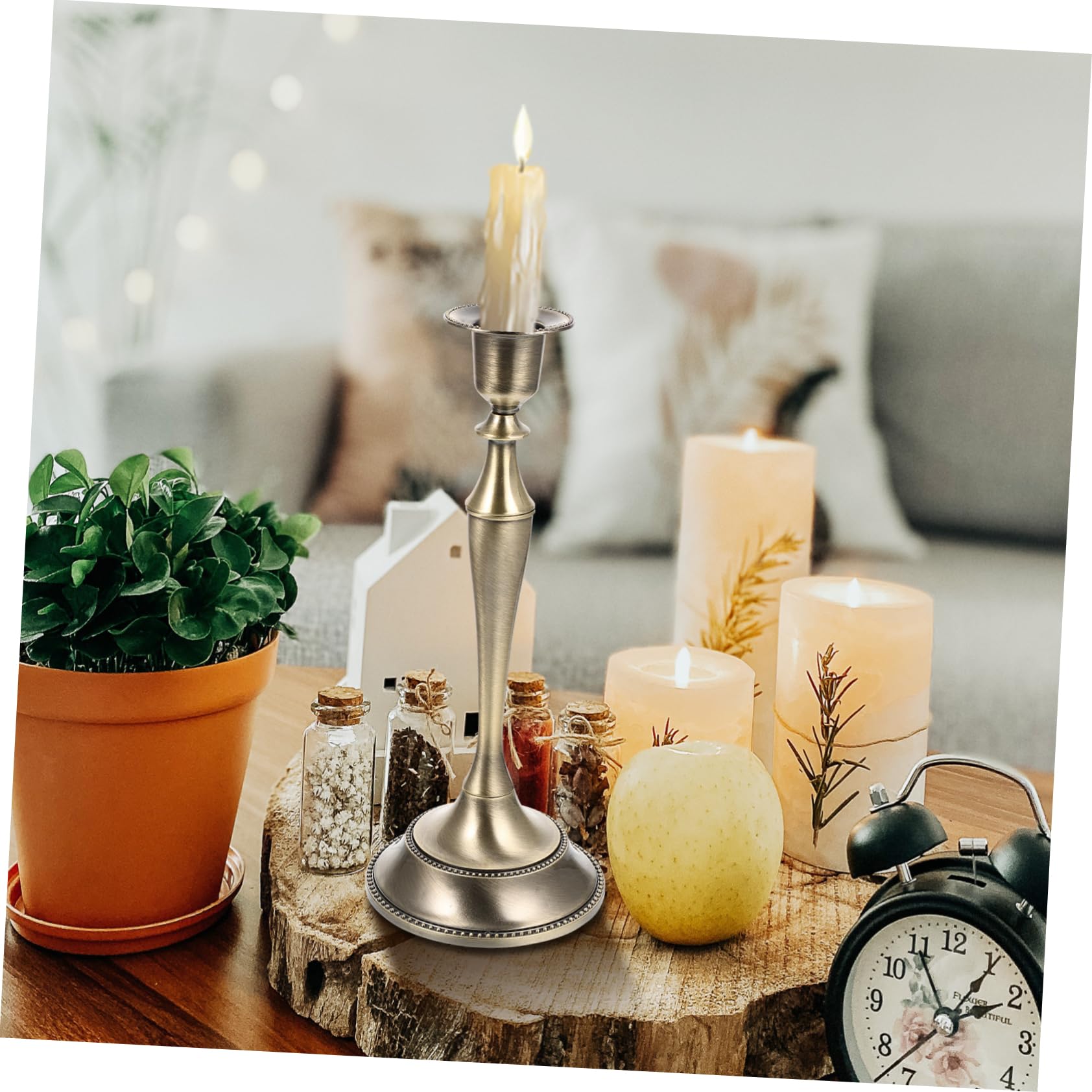 Vintage Kerzenständer aus Zinklegierung, 2 Stück in Gold