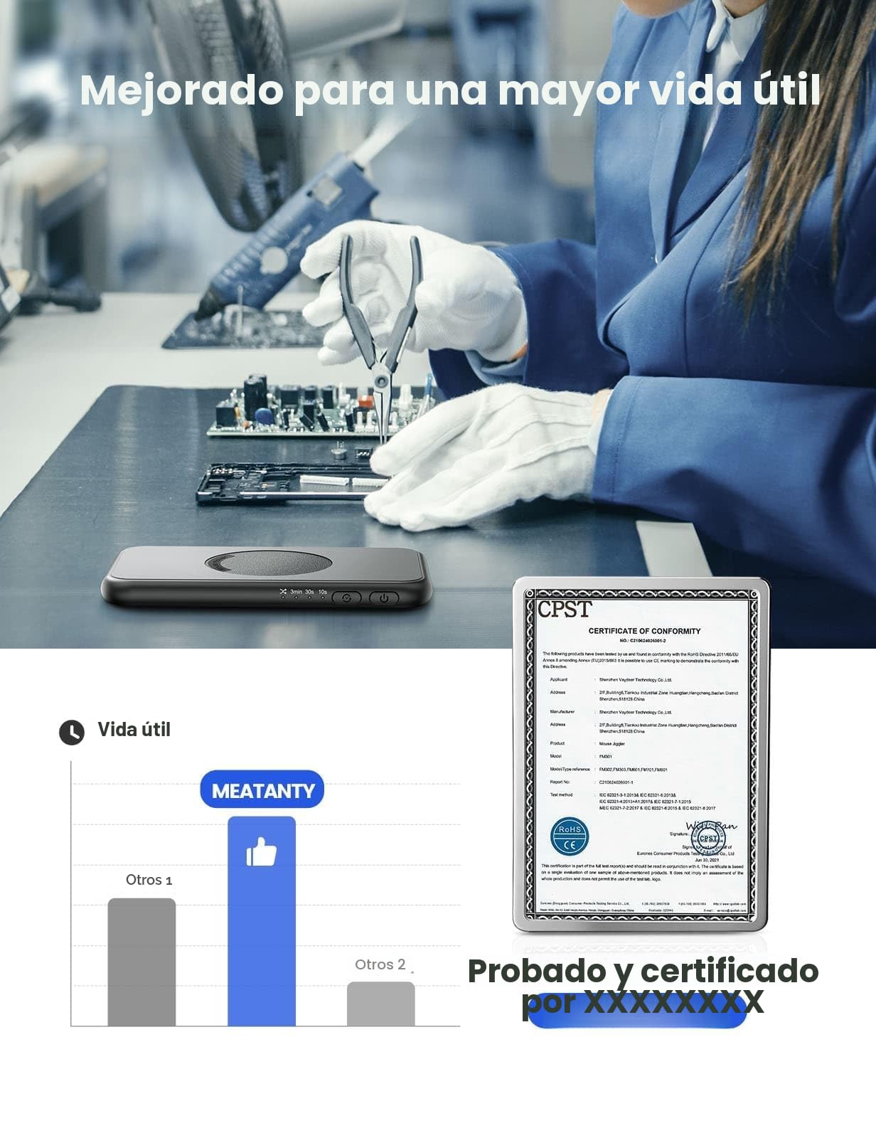 【Ultrafino y silencioso】Jiggler del ratón indetectable, dispositivo de movimiento del ratón con interruptor de encendido/apagado, agitador de ratón con movimiento aleatorio sin necesidad de drivers