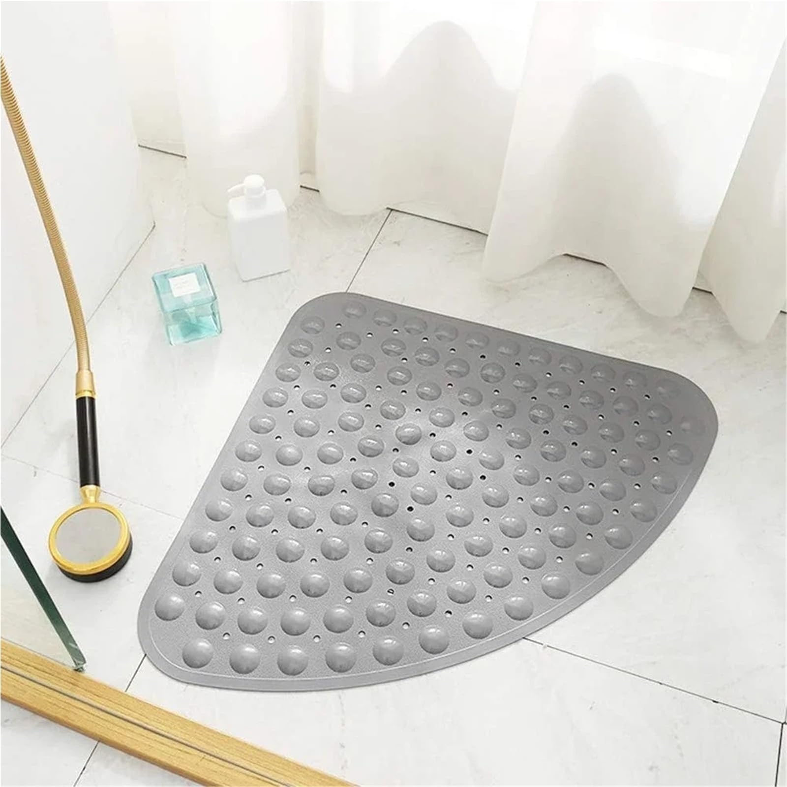 Tappeto Antiscivolo Vasca Ventose for tappetino doccia antiscivolo triangolari da 54x54 cm(Black)