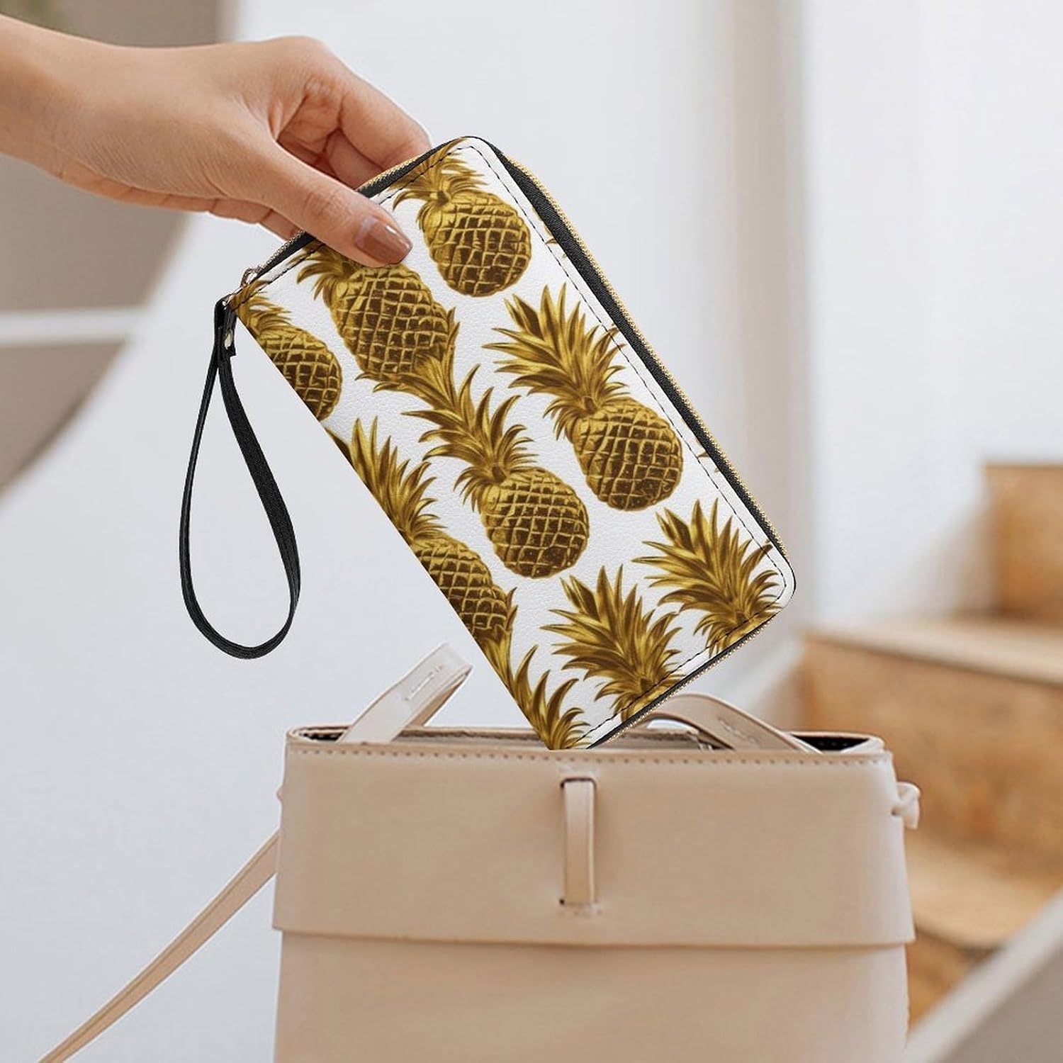 Gold Pineapple Wristlet Clutch Wallet with 4 Card Slots image 3