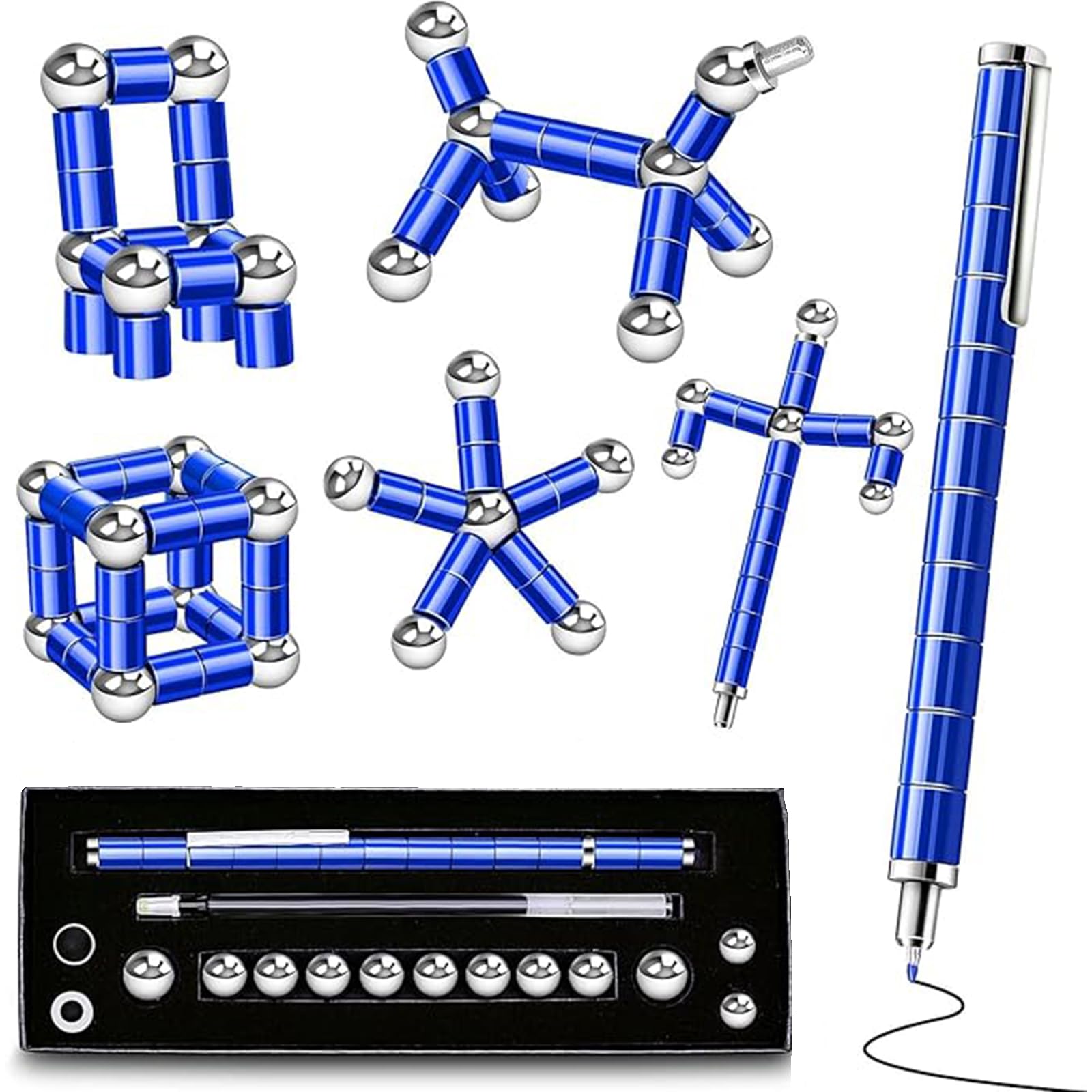 Fidget Pen, Magnetic Fidget Cool Gadgets Pen, Decompression Magnet Pen Fidget Toy, Relieve Pressure Novel Toy Fidget Gift for Teens or Friends for Birthday Christmas (Small Blue)