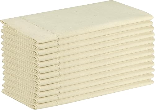 Miniatura 2 de Juego de 12 servilletas de lino de lino de color natural con dobladillo lavable y 100% higiénico (20 x 20 pulgadas, juego de 12), aspecto de lino de