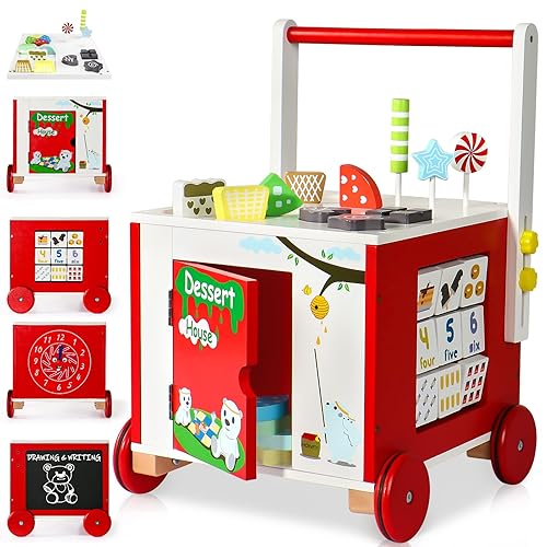 Andador de bebé para niñas y niños pequeños de 1 a 2 años, juguetes infantiles de 6 a 12 meses, centro de actividades para bebés, juguetes de madera