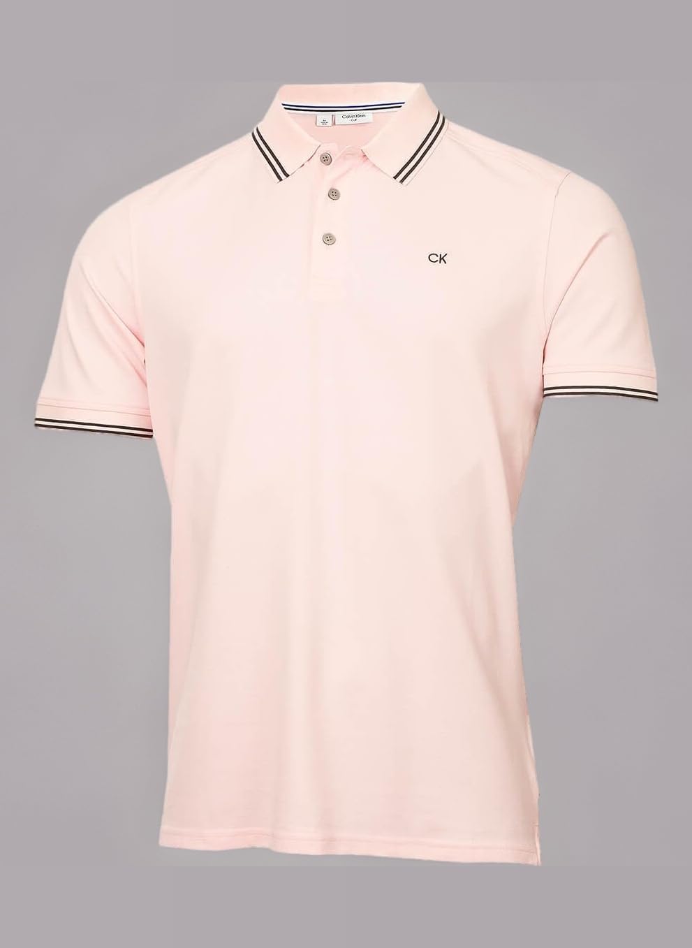 Calvin Klein Mens Campus Tipped Polo Shirt - Baby Pink Tipped - XXXL