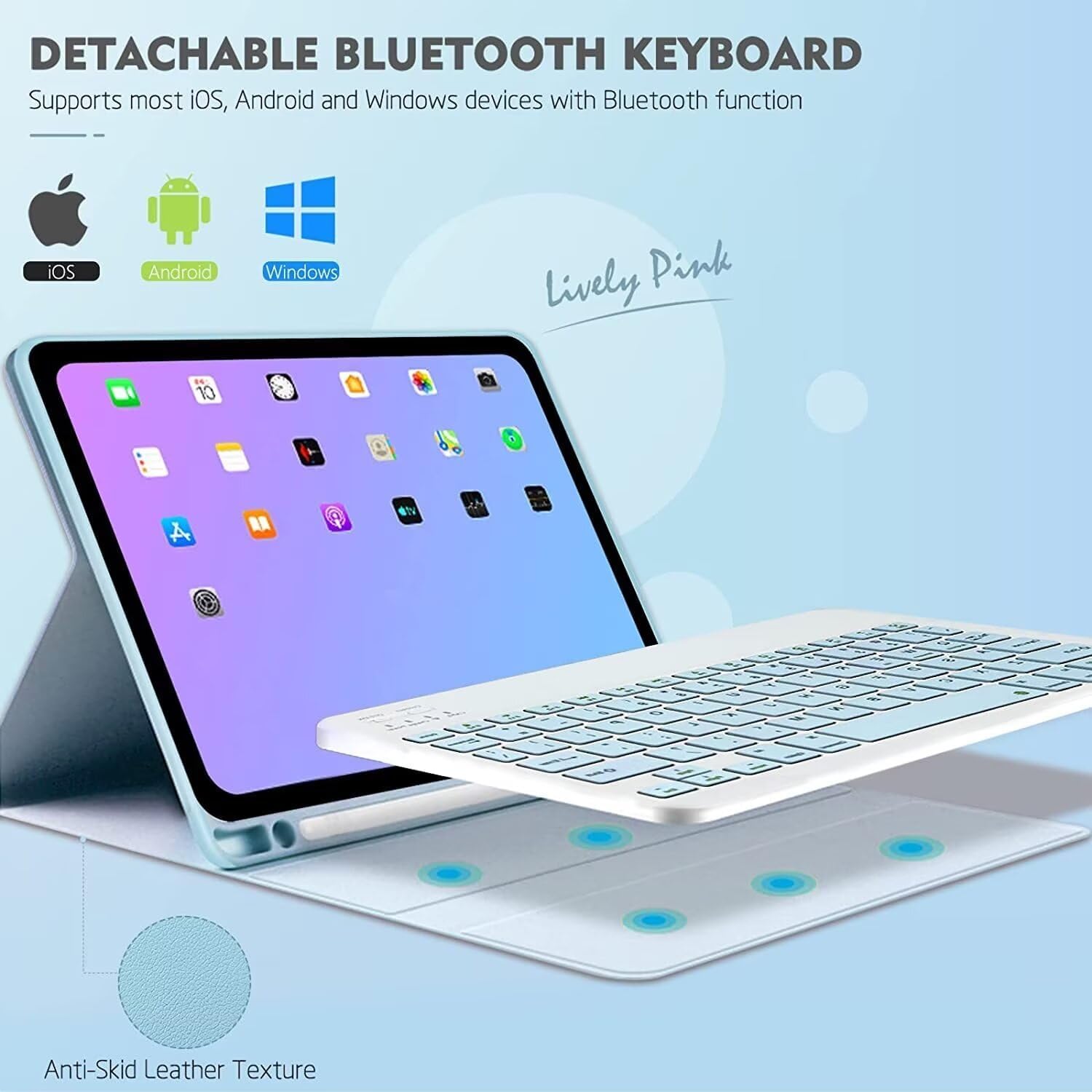 Keyboard case with Mouse for iPad Pro 13 inch （2024），7th Generation Ultra Thin Bluetooth Keyboard Built-in Pencil Holder Magnetic Detachable Wireless Keyboard，MintGreen