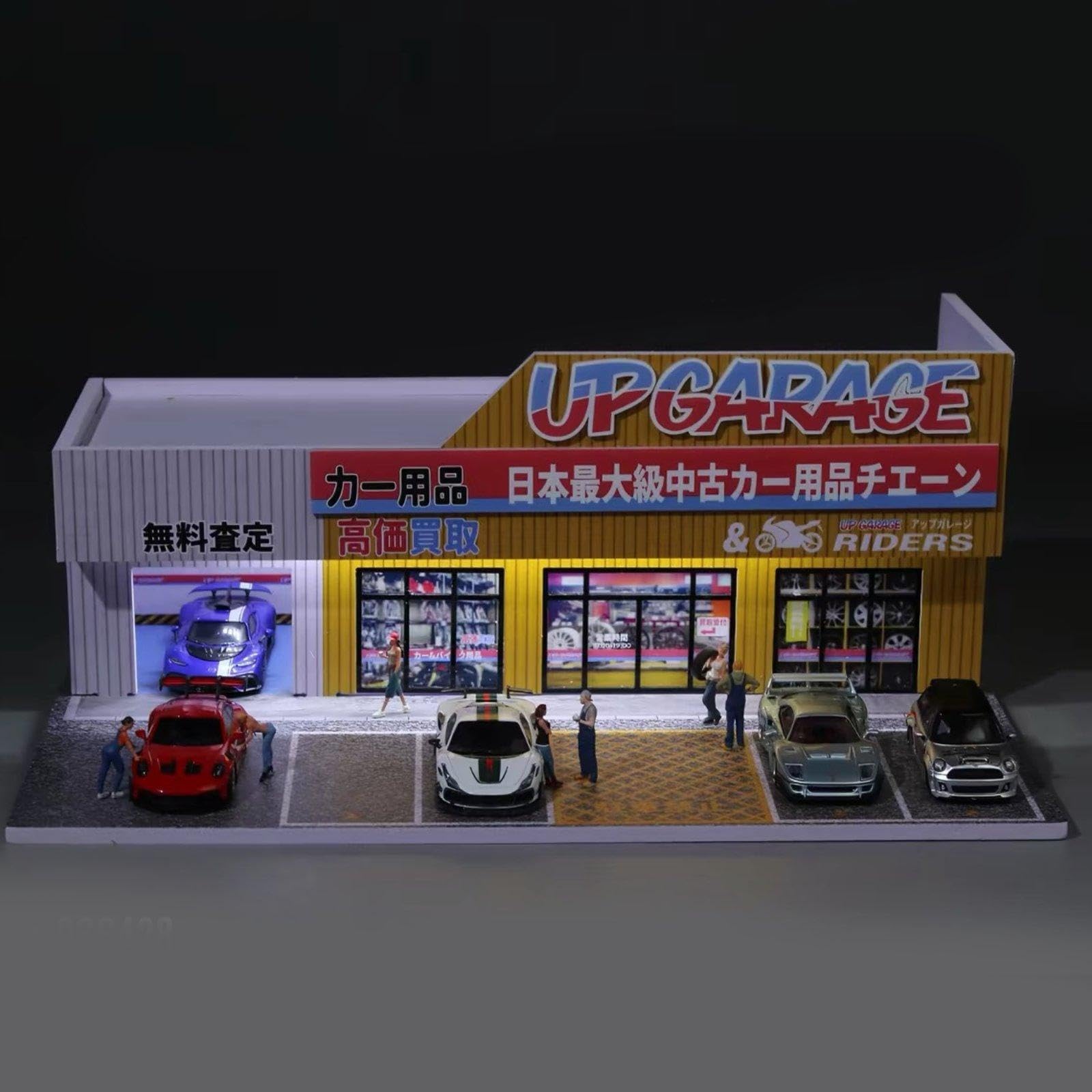 Colcolo 1/64 Parkplatz-Diorama, Modellauto-Vitrine, Foto-Requisite, Szenario, Mikrolandschaftsdekor, Miniaturszene, Modellgarage