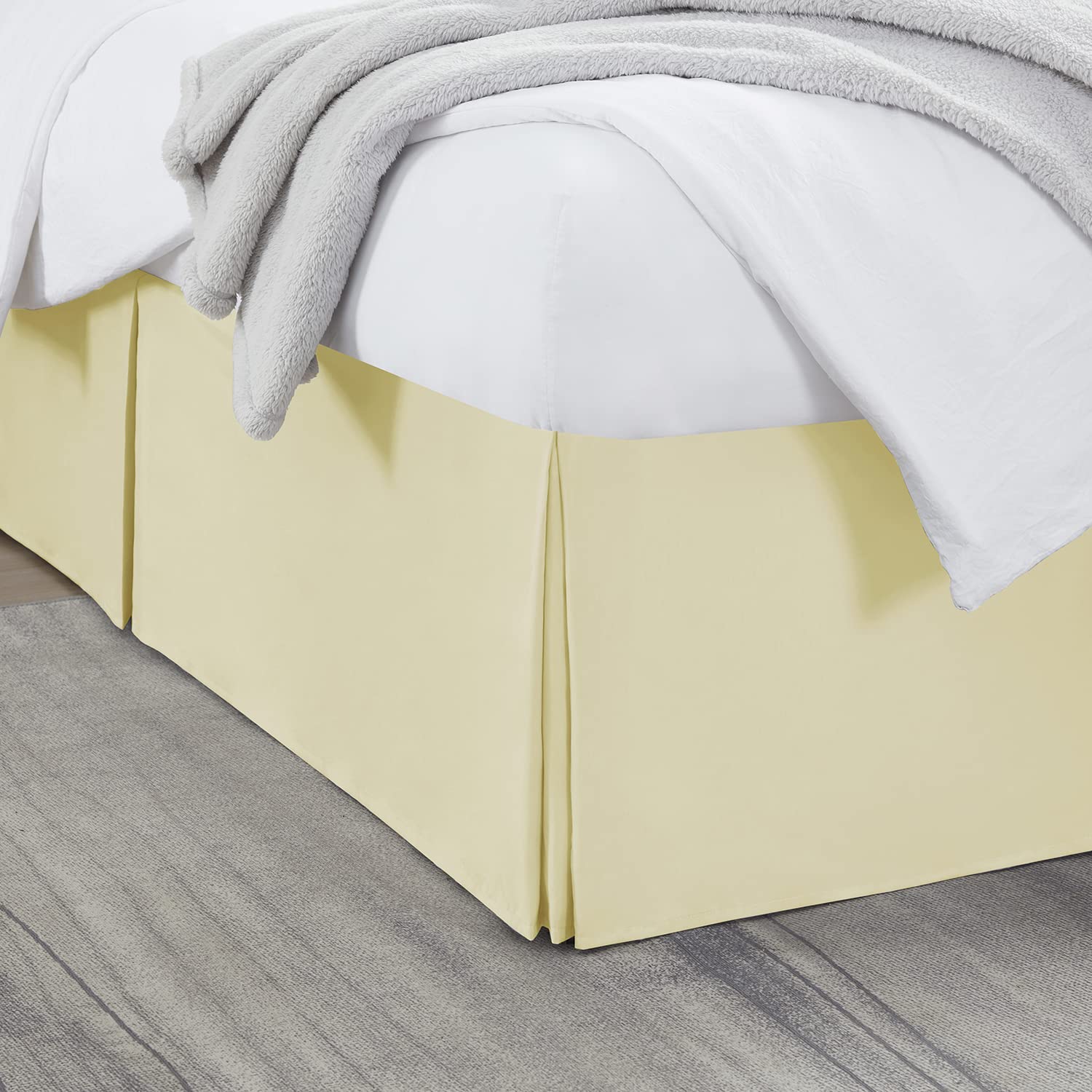 Nestl Vanilla Yellow Bed Skirt Queen Size - Queen Bed Skirt 14 Inch Drop - Brushed Microfiber Bed Skirts - Hotel Quality Pleated Bed Skirt - Shrinkage &amp; Fade Resistant