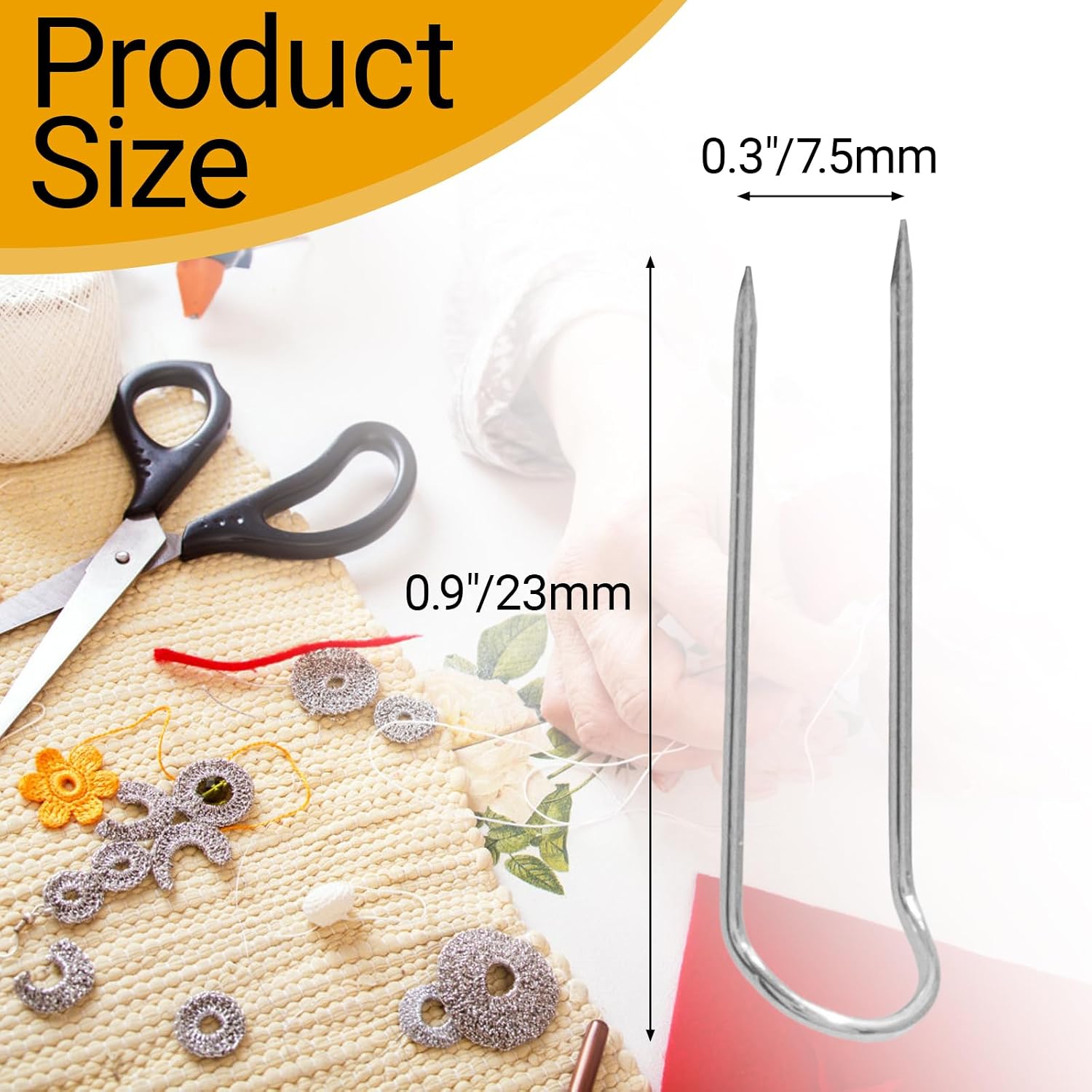 50Pcs Sewing U Pins Silver Fork Pins for Crafts - 23mm, Stainless Steel Quilting U Shaped Pin Double Blocking Pin for Jewelry Fabric DIY Shadow Box Display