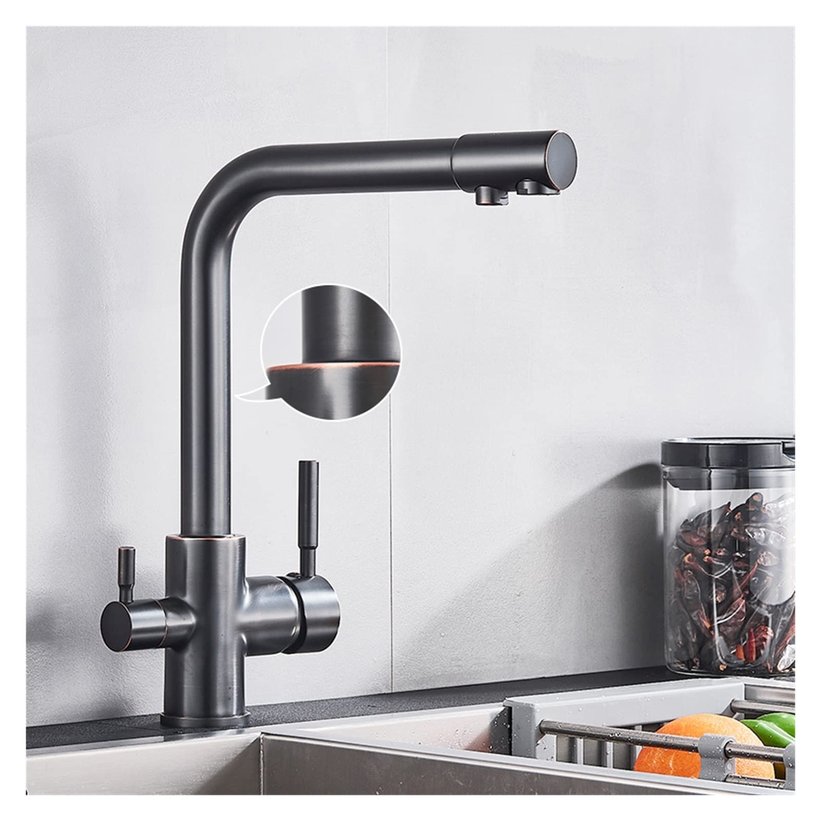 Faucet，Black Grey Waterfilter Tap Kitchen Faucets Mixer