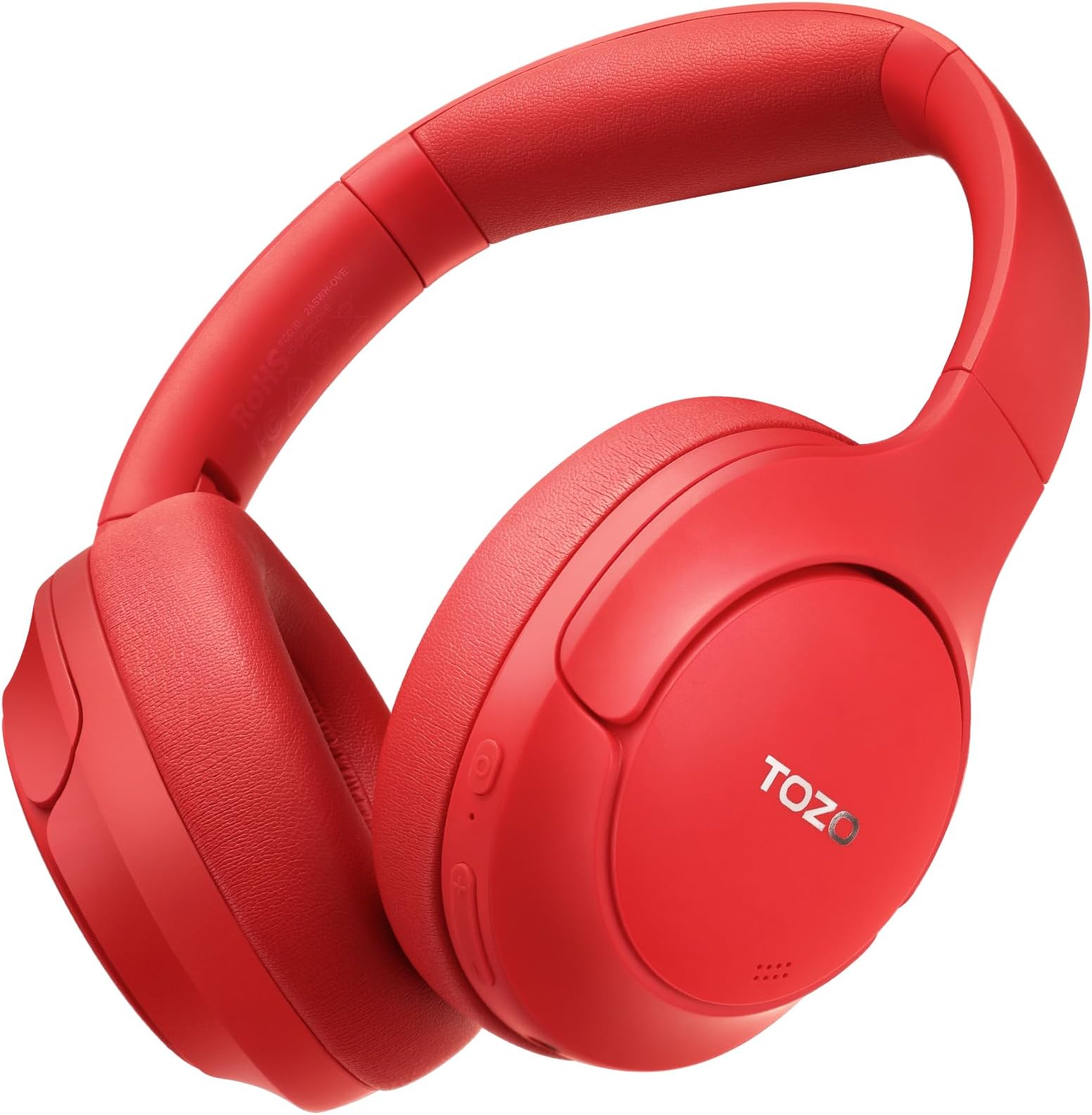 HT2 Hybrid Active Noise Cancelling Headphones, Wireless Over Ear Bluetooth Headset, 60H Playtime, Hi-Res Audio Custom EQ via App Deep Bass Comfort Fit Ear Cups, for Home Office Travel Red