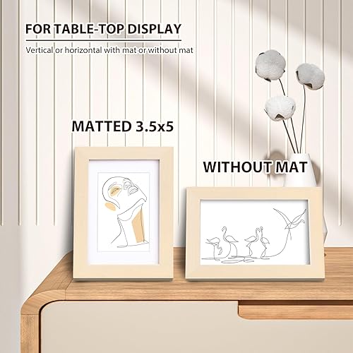 Miniatura 5 de KINLINK Marco de madera maciza de roble blanco de 4 x 6 pulgadas con plexiglás acrílico de 3.5 x 5 pulgadas con paspartú, mesa y pared, 4 x 6