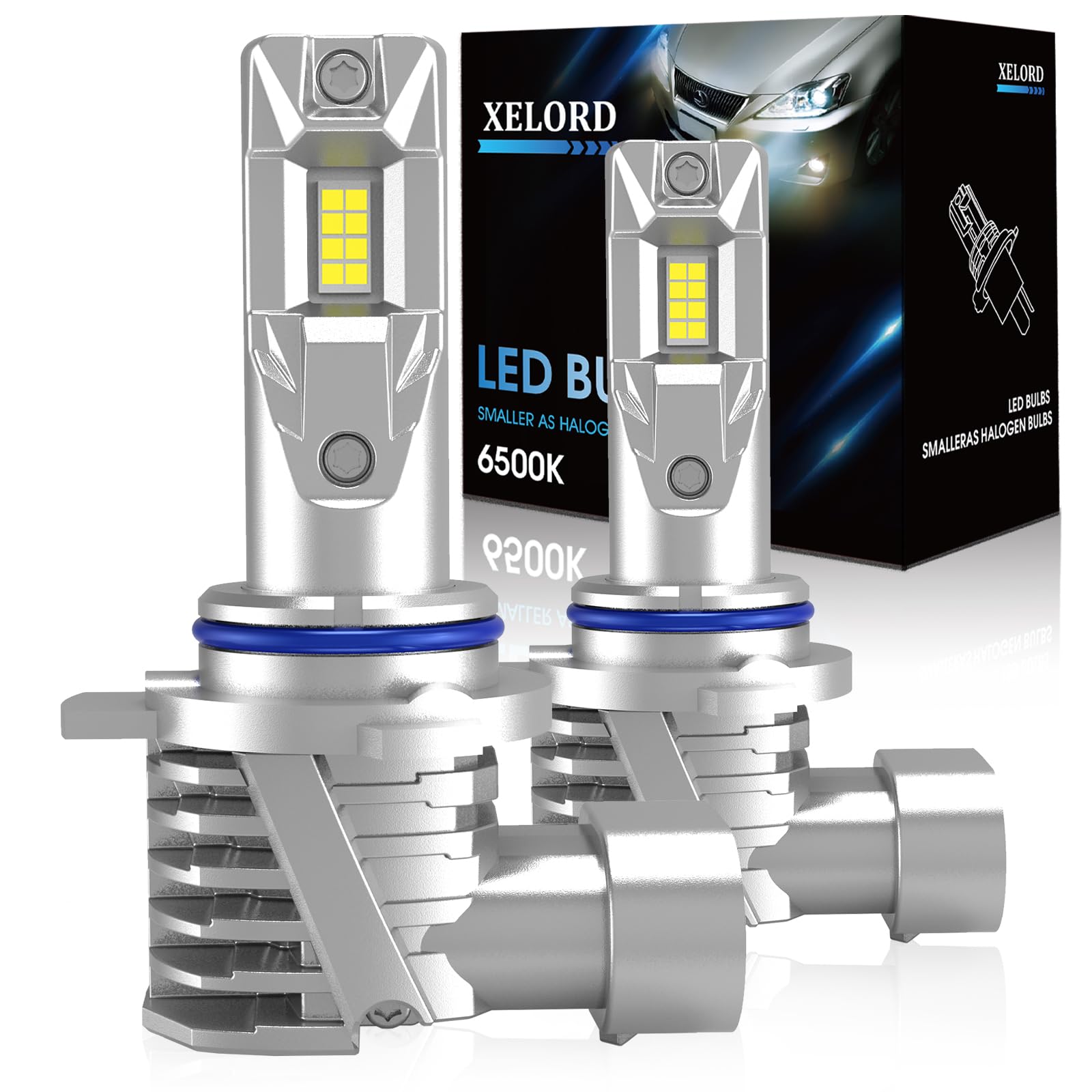 XELORD HIR2 9012 Bombilla LED 6500K Luz Blanca fuerte, 400% Más Brillante, Adecuada Para Bombillas De faros Delanteros De Automóvil Compatibles Con DC 12V, 1:1 Plug and Play (2 bombillas)