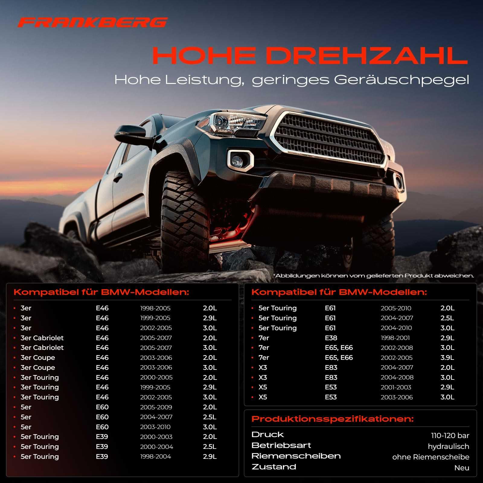 Frankberg Bomba de la dirección asistida Compatible con Serie 3 Touring E46 Serie 5 Touring E61 Serie 5 E60 Serie 3 E46 X3 E83 Replace# 32416762279