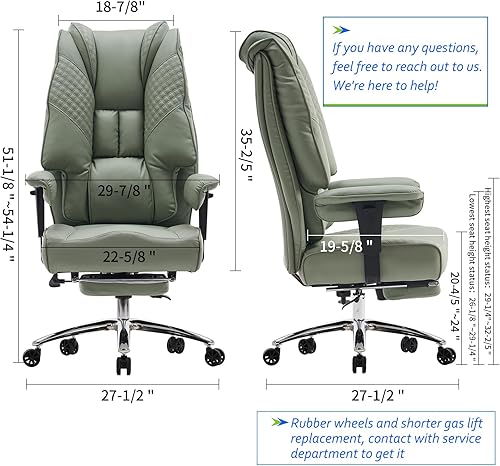 Miniatura 2 de Silla de oficina grande y alta de 400 libras de ancho, silla de oficina ejecutiva de cuero con respaldo alto con reposapiés, sillas ergonómicas