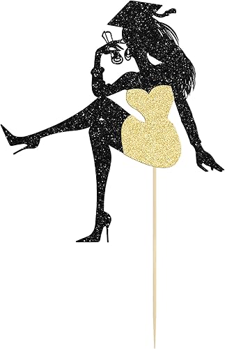 Miniatura 3 de Gyufise 1 decoración de pastel de graduación 2023 con tapa de graduación con purpurina, diploma de tacón alto para niña, selección de pastel de