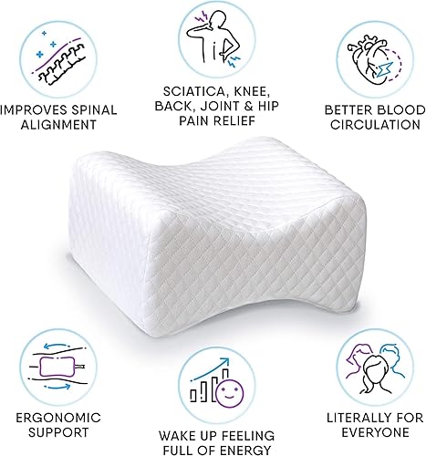 Miniatura 5 de STADIMA Almohada de rodilla para aliviar el dolor de espalda y cadera, personas que duermen de lado  Ortopédica de alta densidad firme de espuma