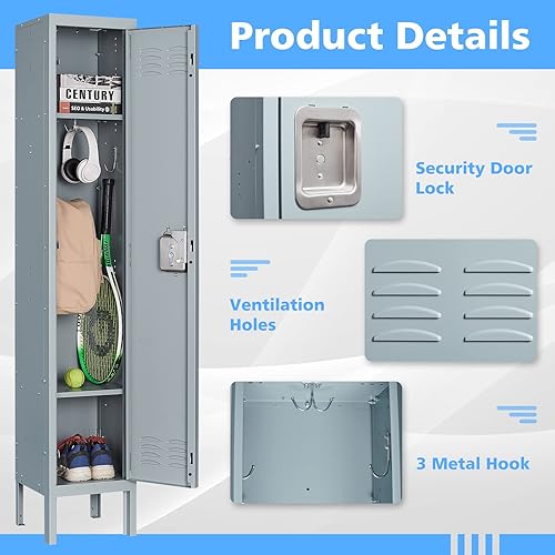 Vista 65 de Letaya Armario de almacenamiento, gabinete de metal de 66 pulgadas para empleados, 3 puertas, con cerradura para escuela, gimnasio, hogar, oficina