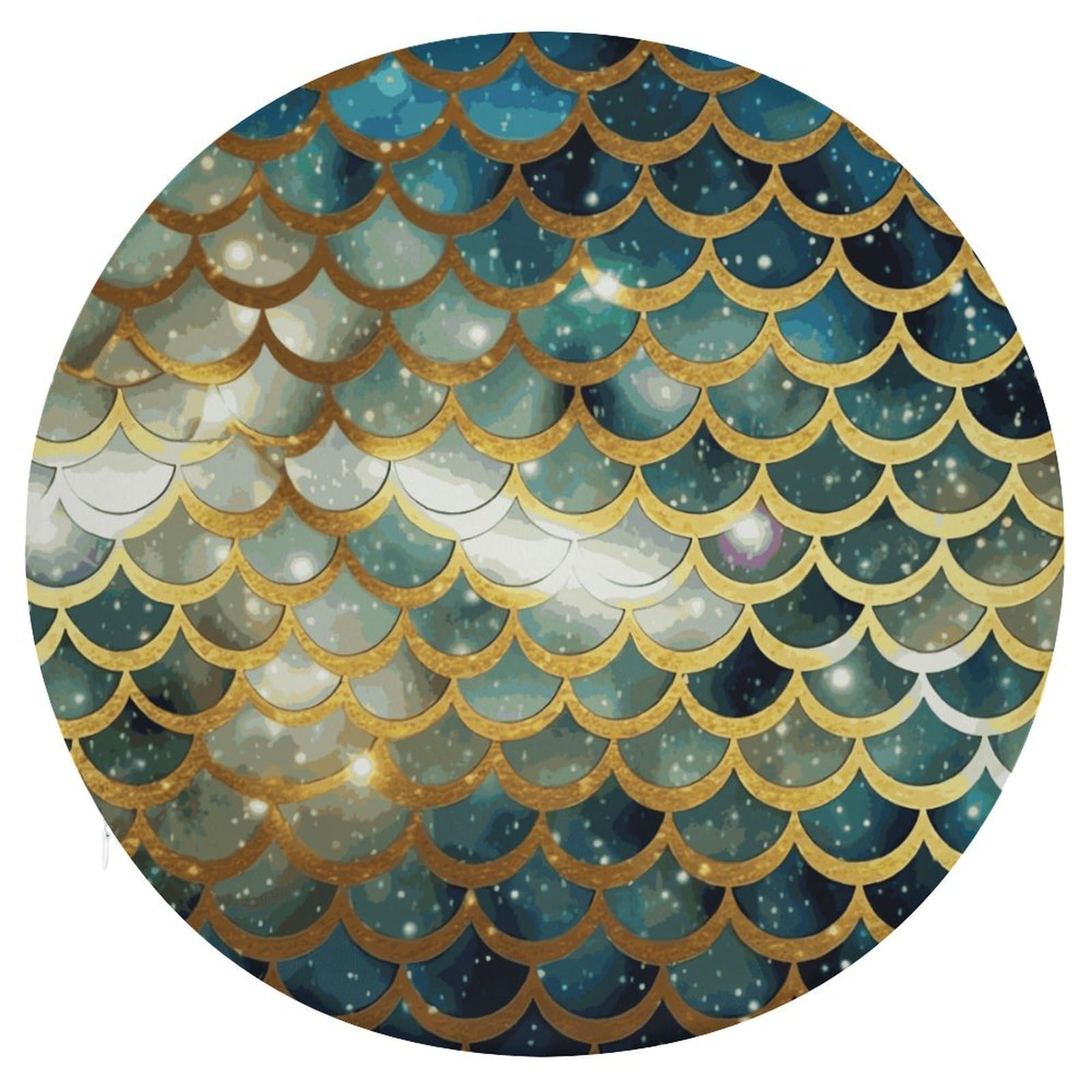 Coussin de chaise rond en mousse à mémoire d'écailles dorées