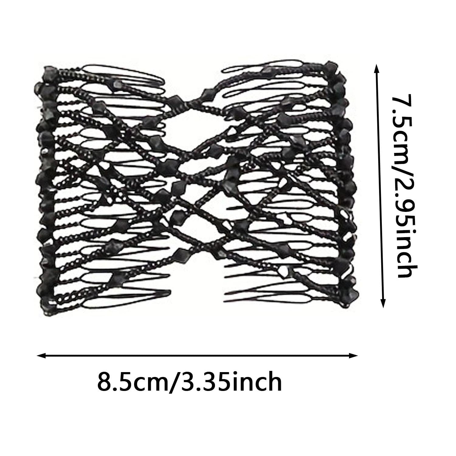 4 Piezas Peineta Doble Perlas Elásticas, Peinetas Elásticas Cuentas, Peinetas Mágicas Cristal, Pasadores Pelo Elásticos Mágicos, para Mujeres y Niñas Cabello Grueso Rizado Fino (Cuatro Colores)