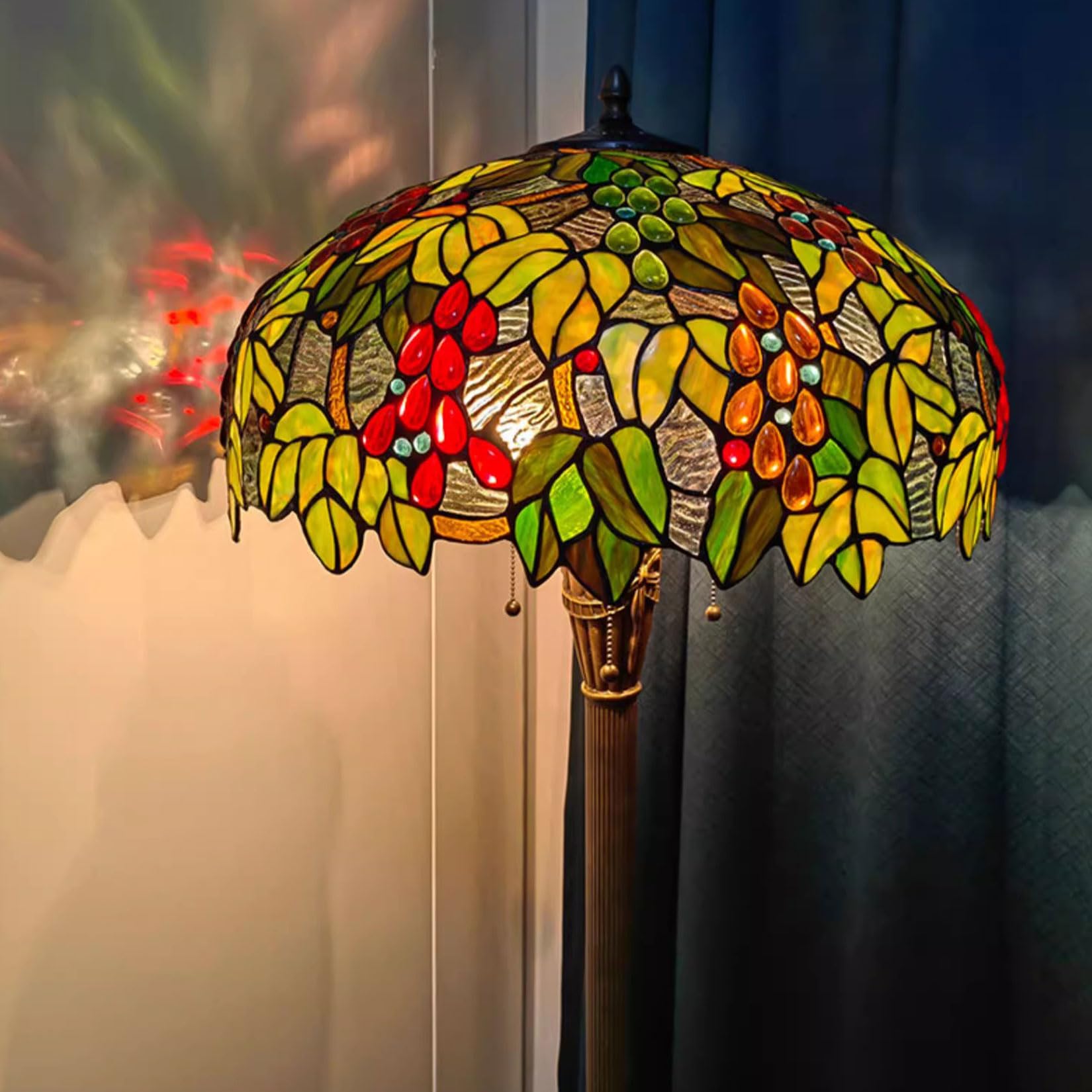 Klosz Lampy Tiffany Do Lampy Stołowej, Lampy Podłogowej, Tylko 20-Calowy Szeroki Klosz Z Witrażu Do Lampy Biurkowej, Lampa Wisząca, Kwiat Wiśni(Winogrono)